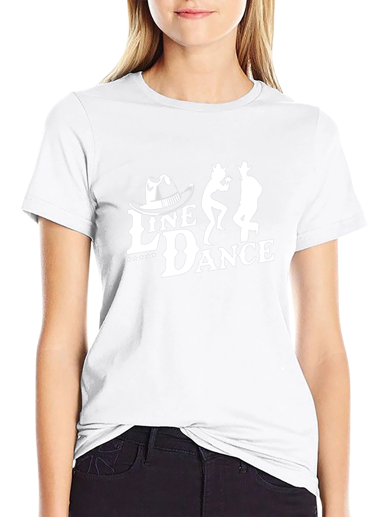 Line Dance Graphic Tee - Black Cotton T-Shirt