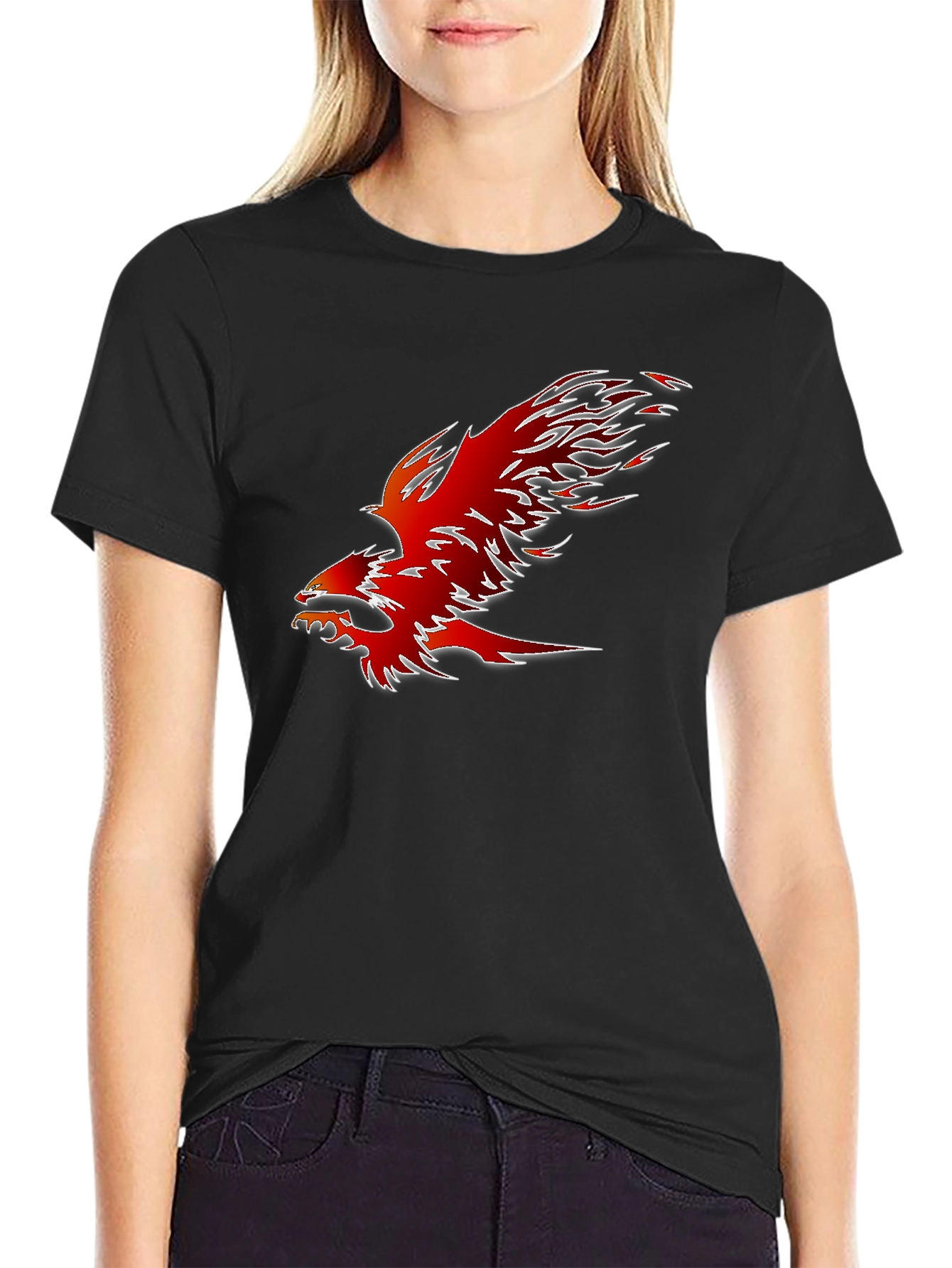 Fiery Phoenix Graphic Tee - Bold Black Shirt