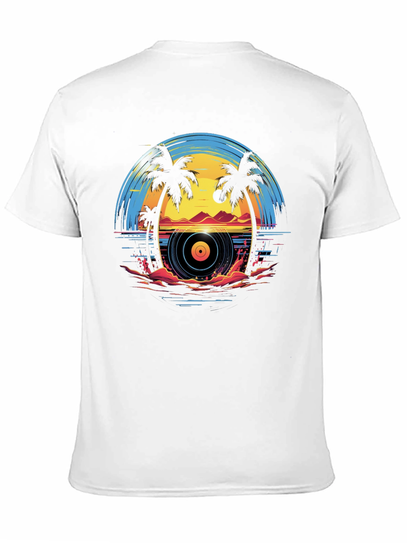 Sunset Vinyl Record Beach Graphic T-Shirt