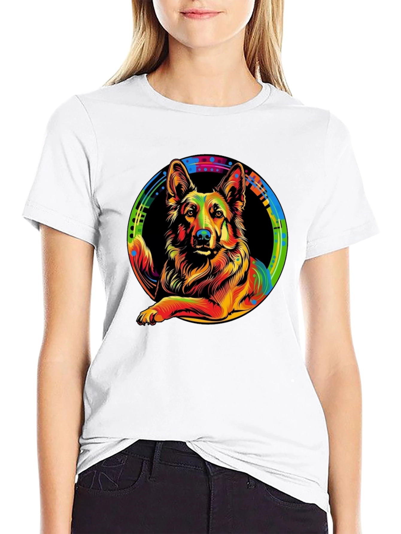 Vibrant German Shepherd Graphic Tee - Unique Design