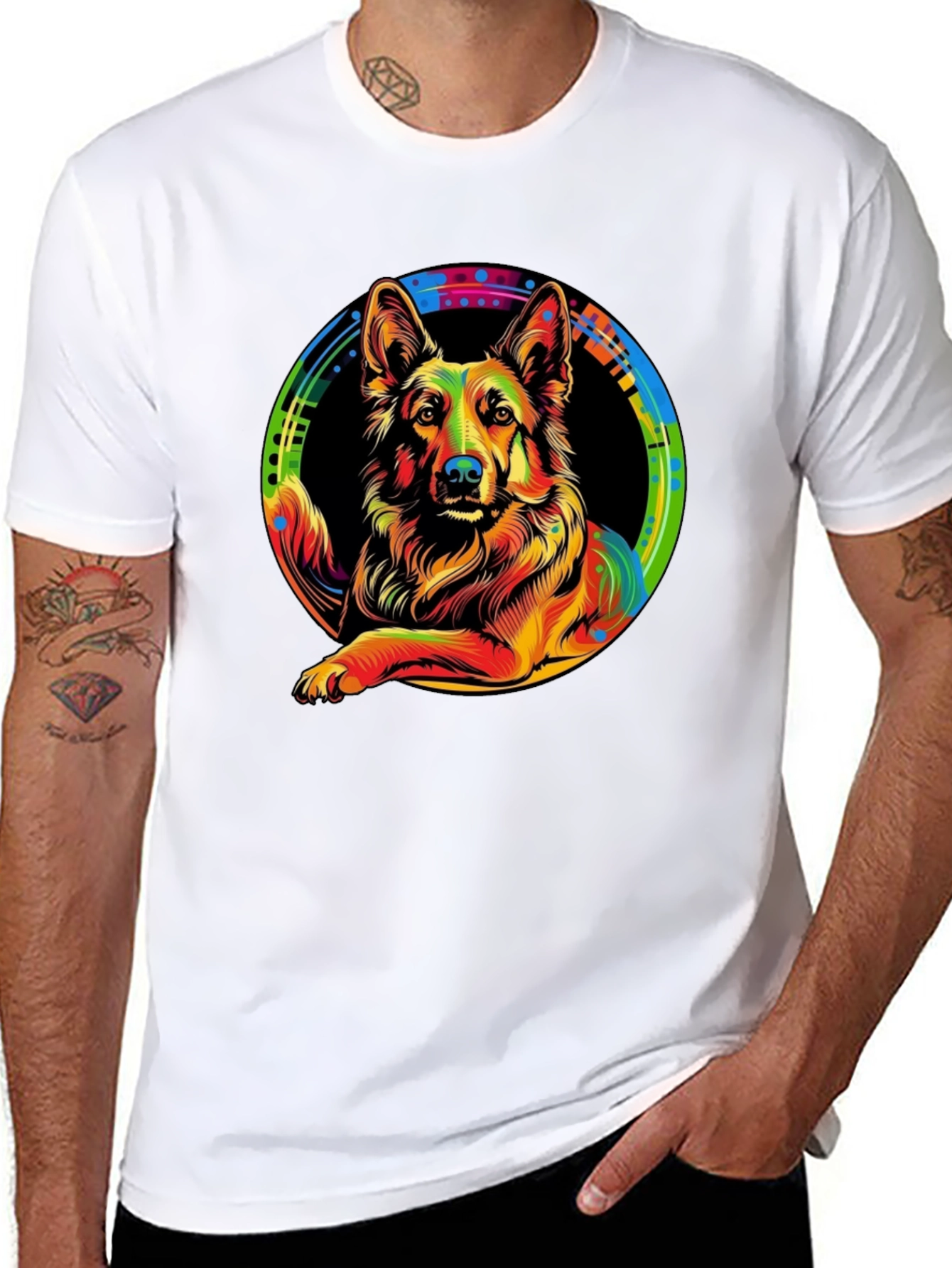 Vibrant German Shepherd Graphic Tee - Unique Design