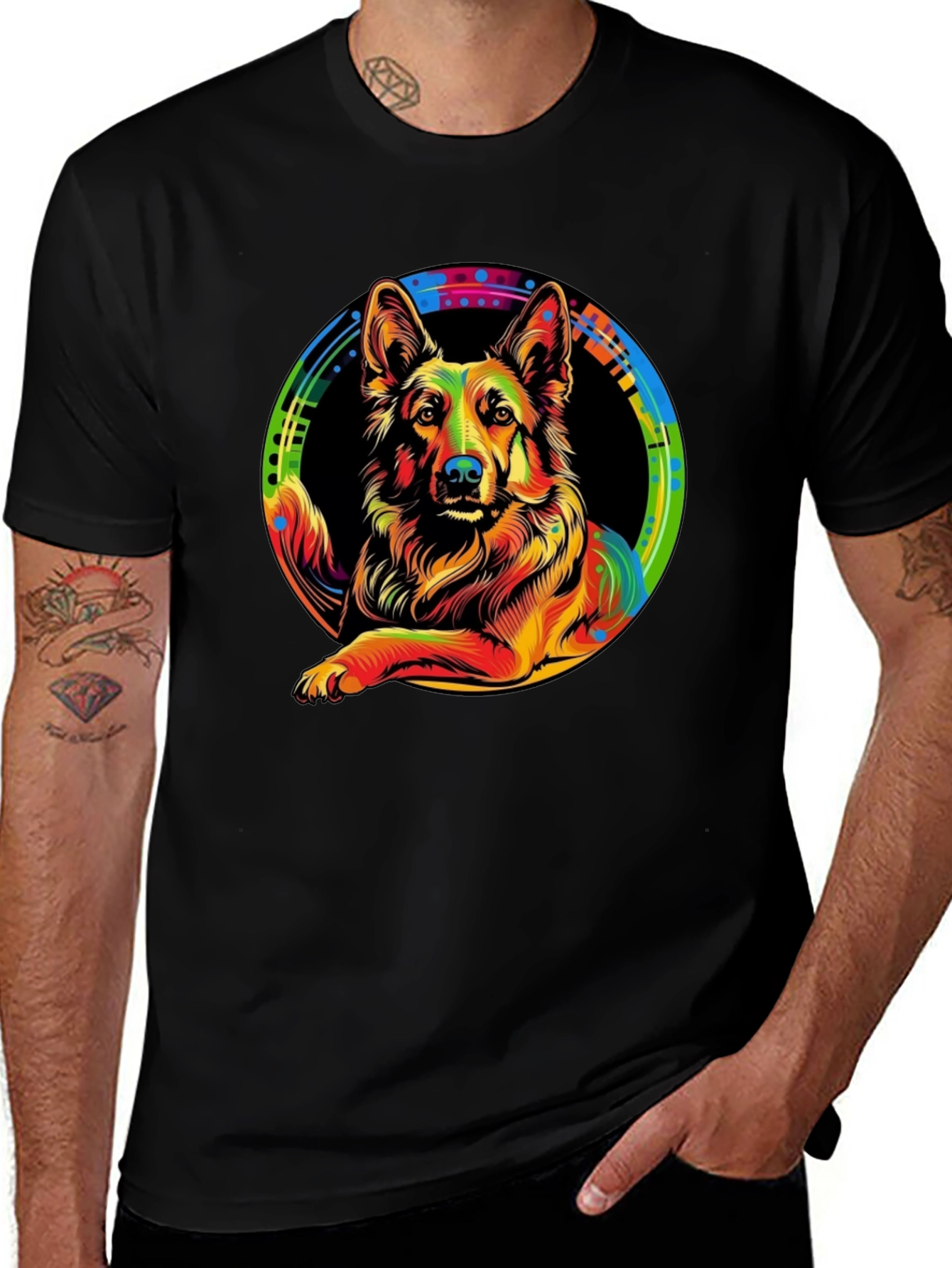 Vibrant German Shepherd Graphic Tee - Unique Design