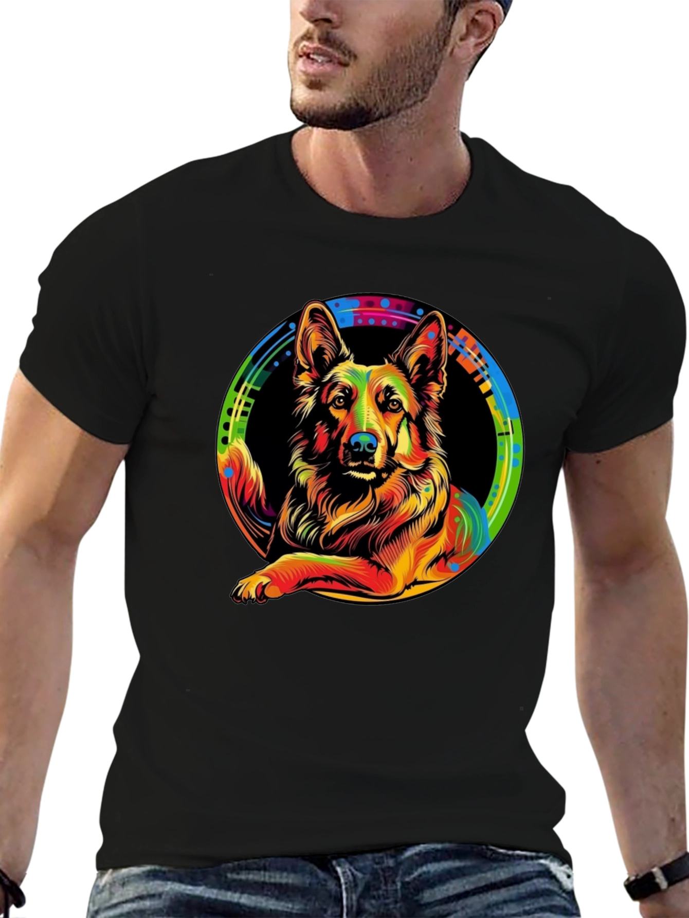 Vibrant German Shepherd Graphic Tee - Unique Design