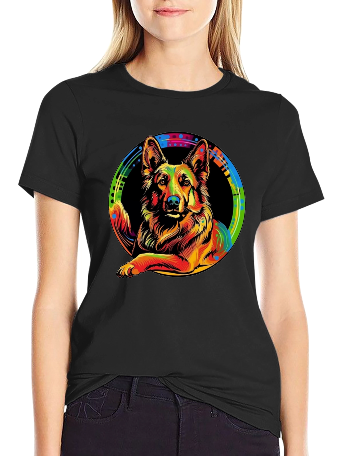 Vibrant German Shepherd Graphic Tee - Unique Design