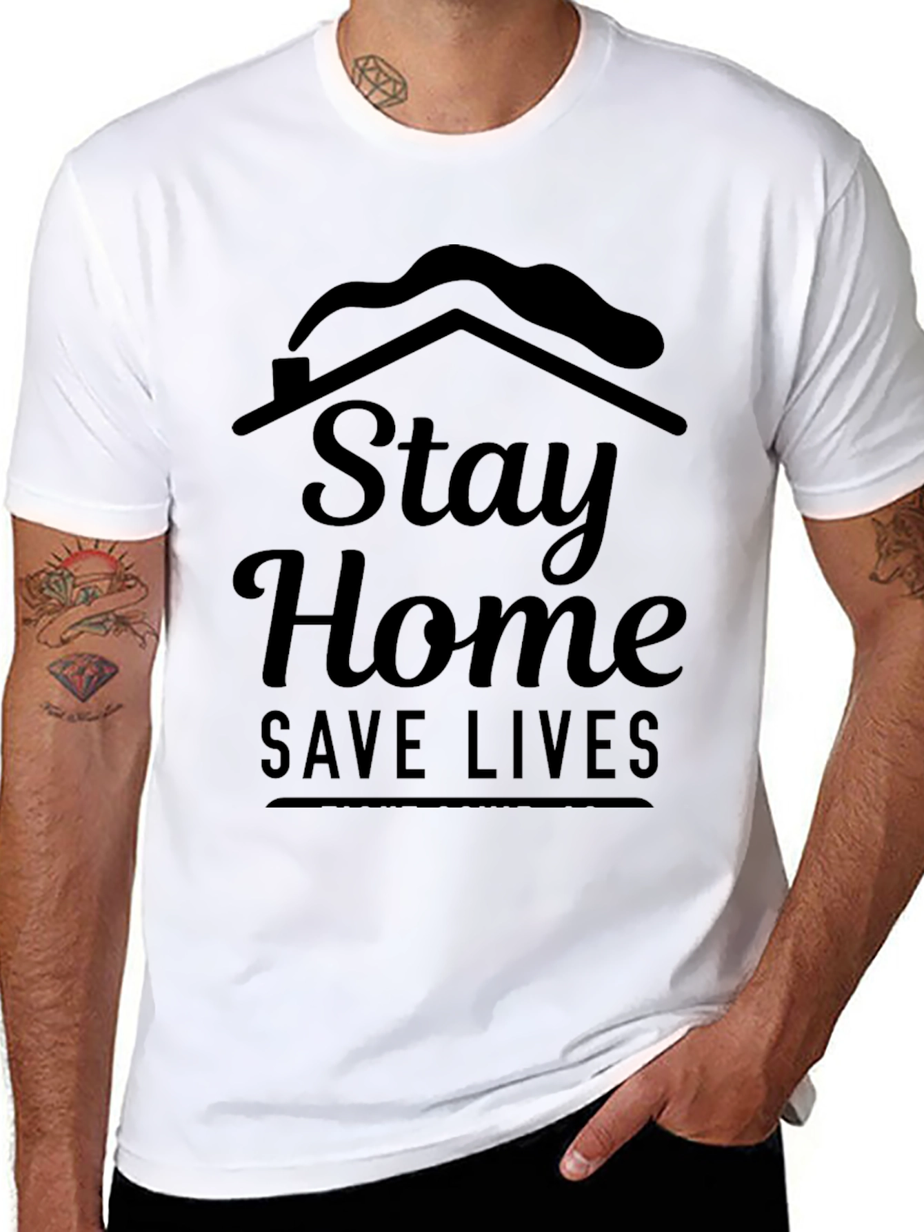 Stay Home Save Lives Graphic T-Shirt
