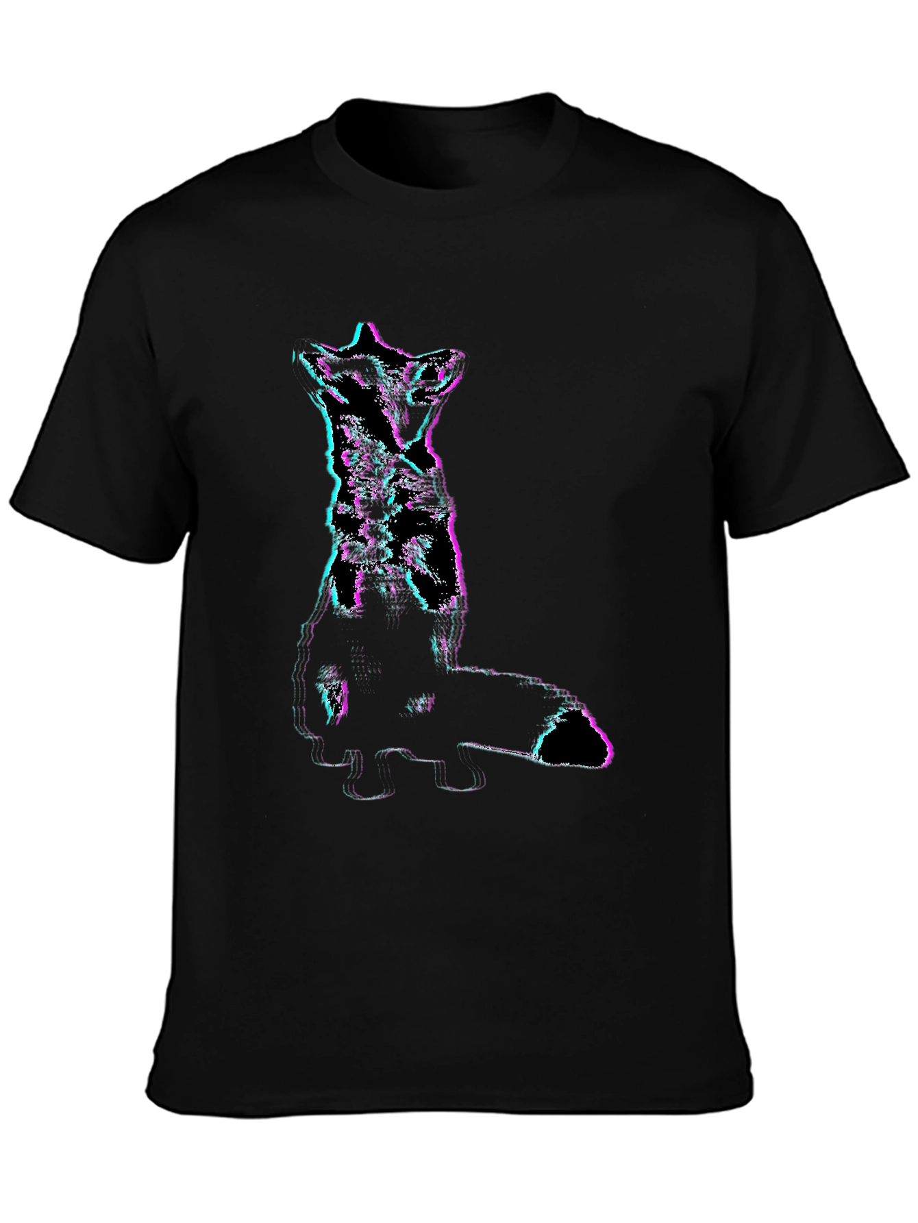 Glitch Fox Graphic Tee - Stylish Black T-Shirt