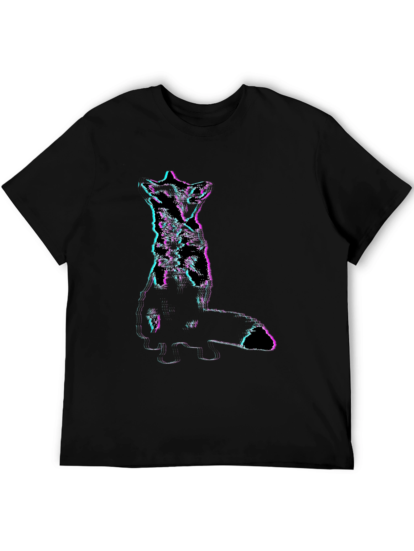 Glitch Fox Graphic Tee - Stylish Black T-Shirt