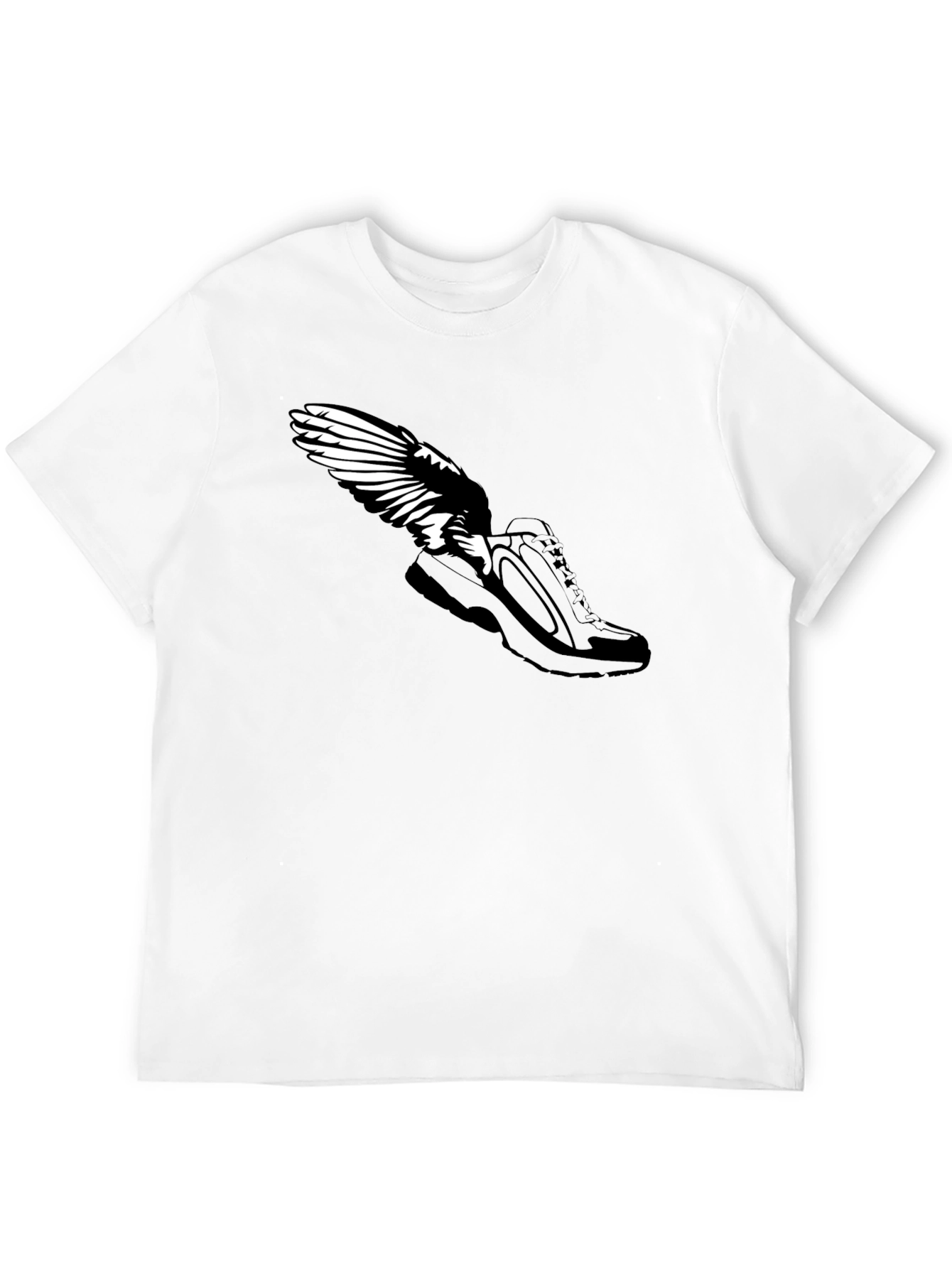 Winged Shoe Black T-Shirt - Fly High!