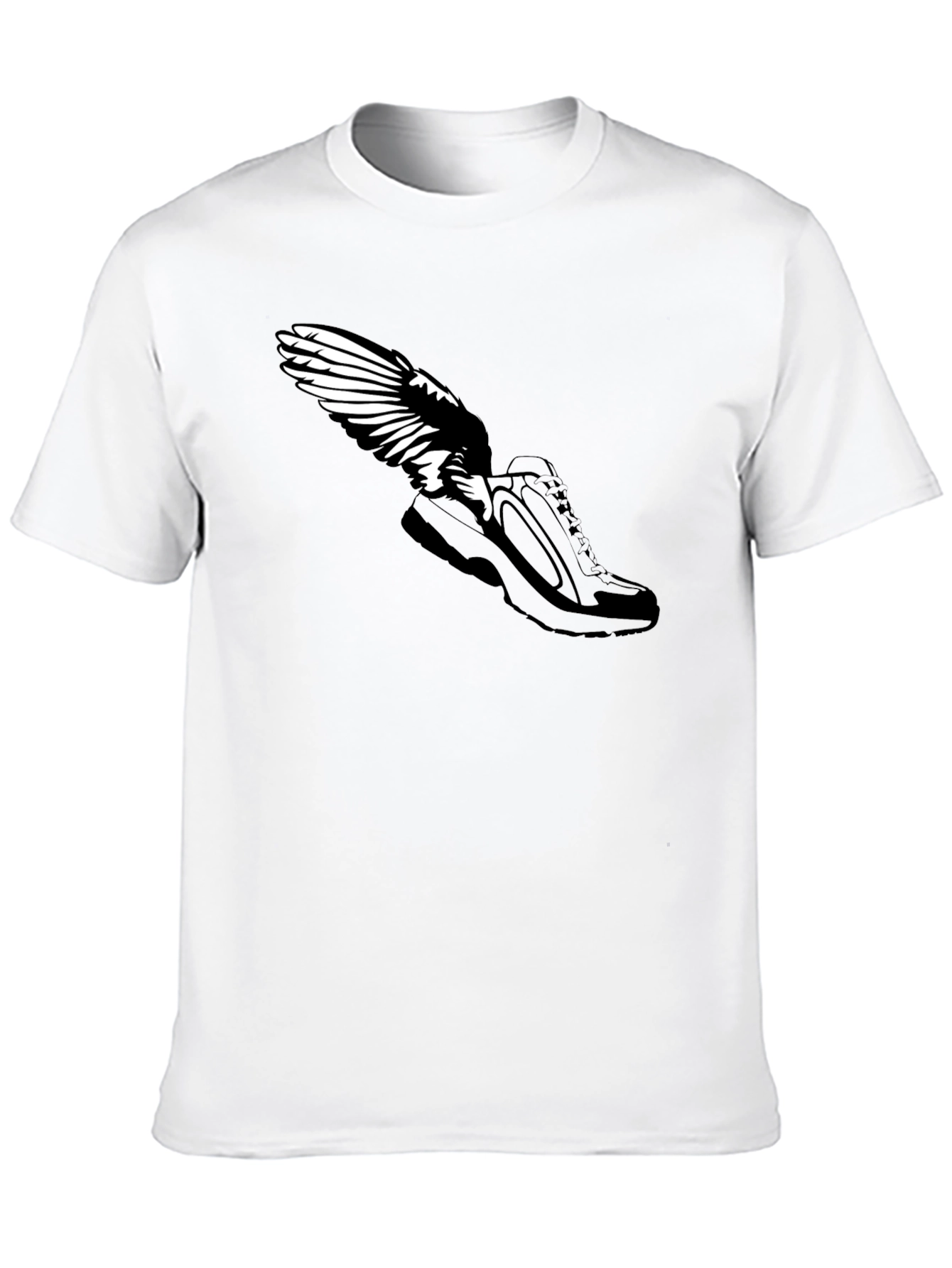 Winged Shoe Black T-Shirt - Fly High!