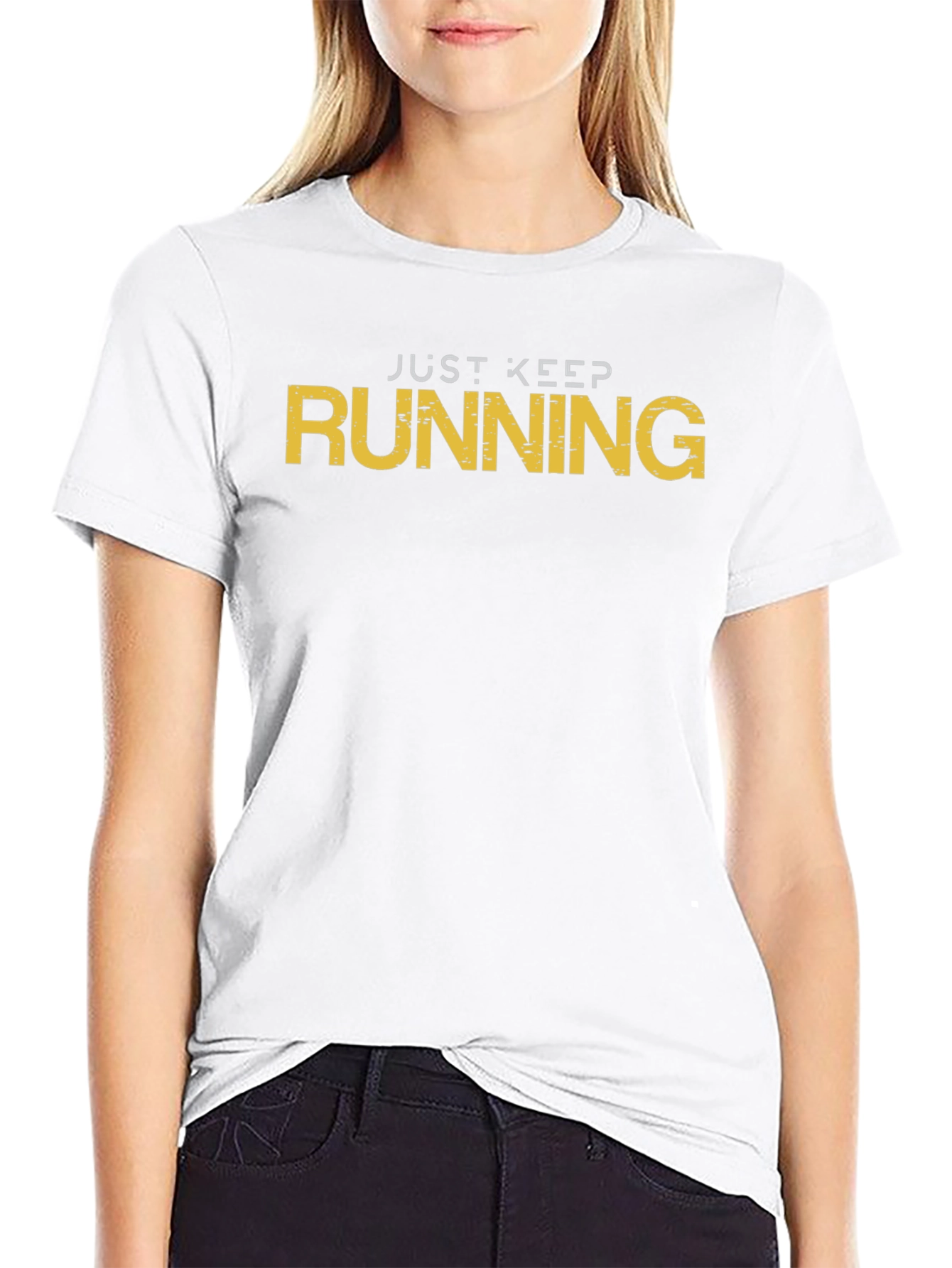 Just Keep Running Black Graphic T-Shirt