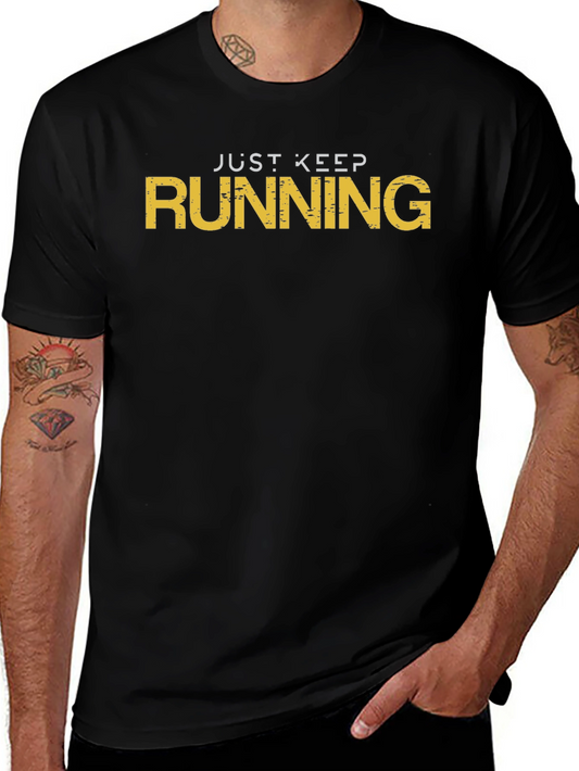 Just Keep Running Black Graphic T-Shirt