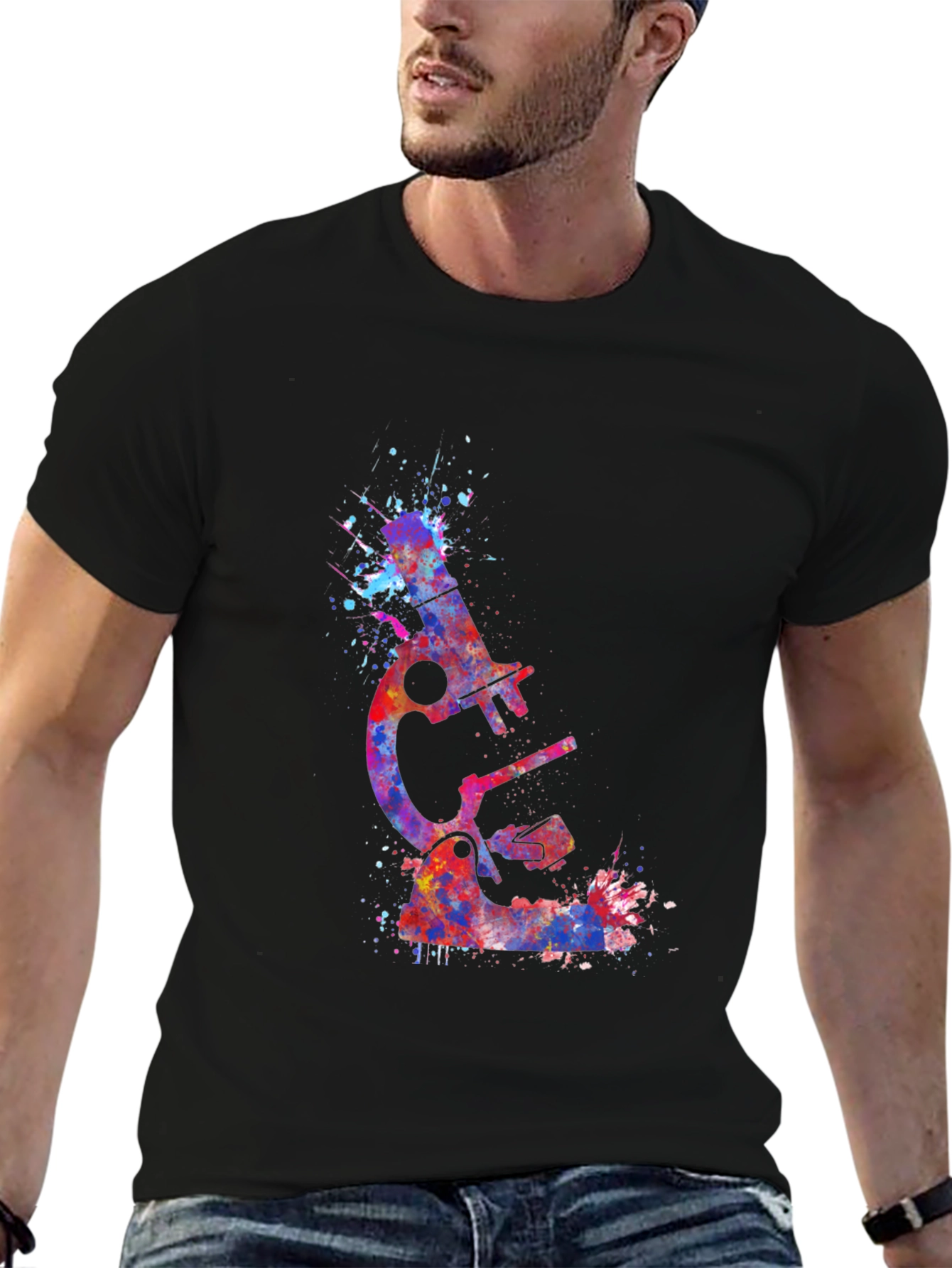 Watercolor Microscope Graphic T-Shirt