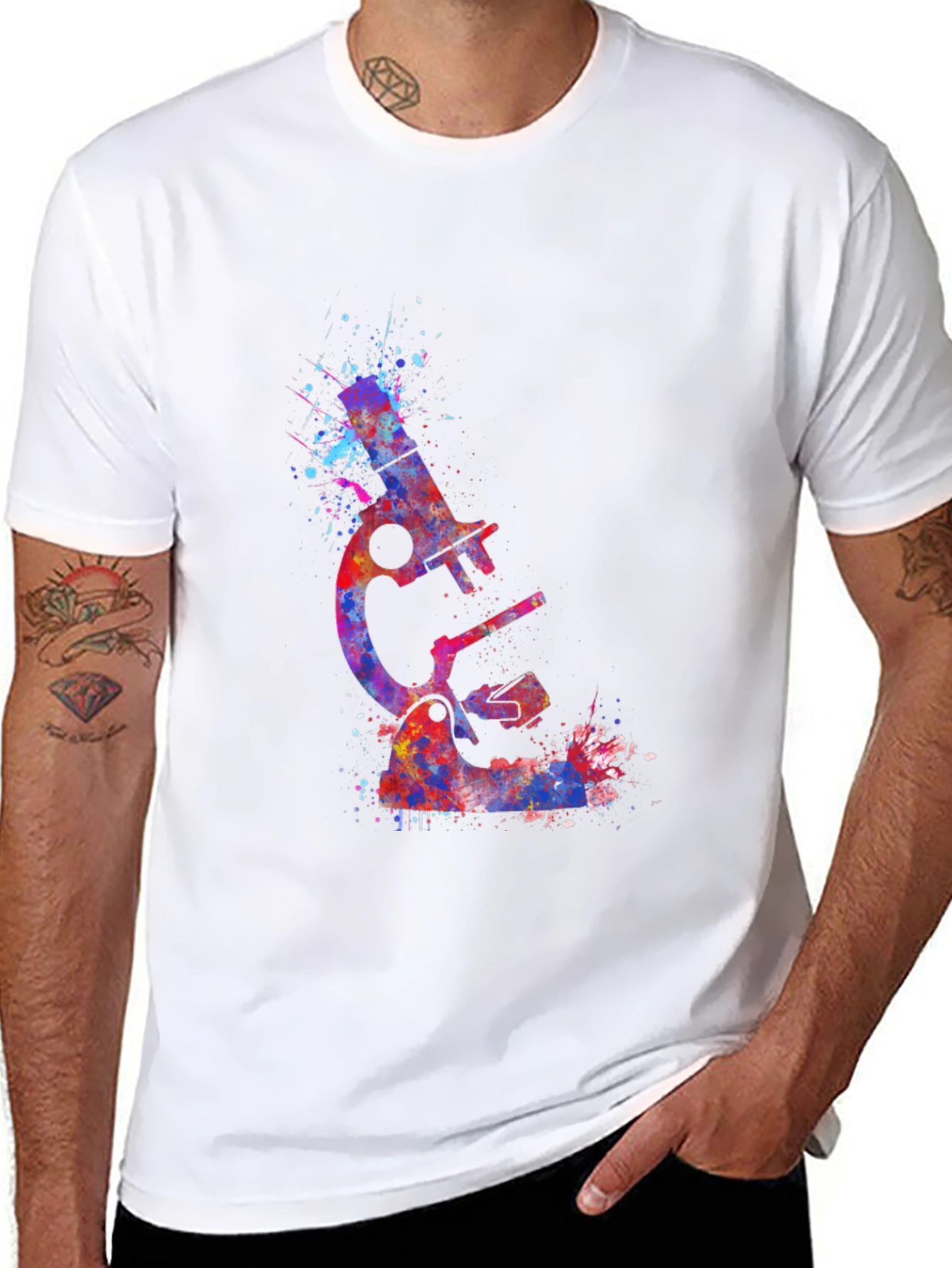 Watercolor Microscope Graphic T-Shirt