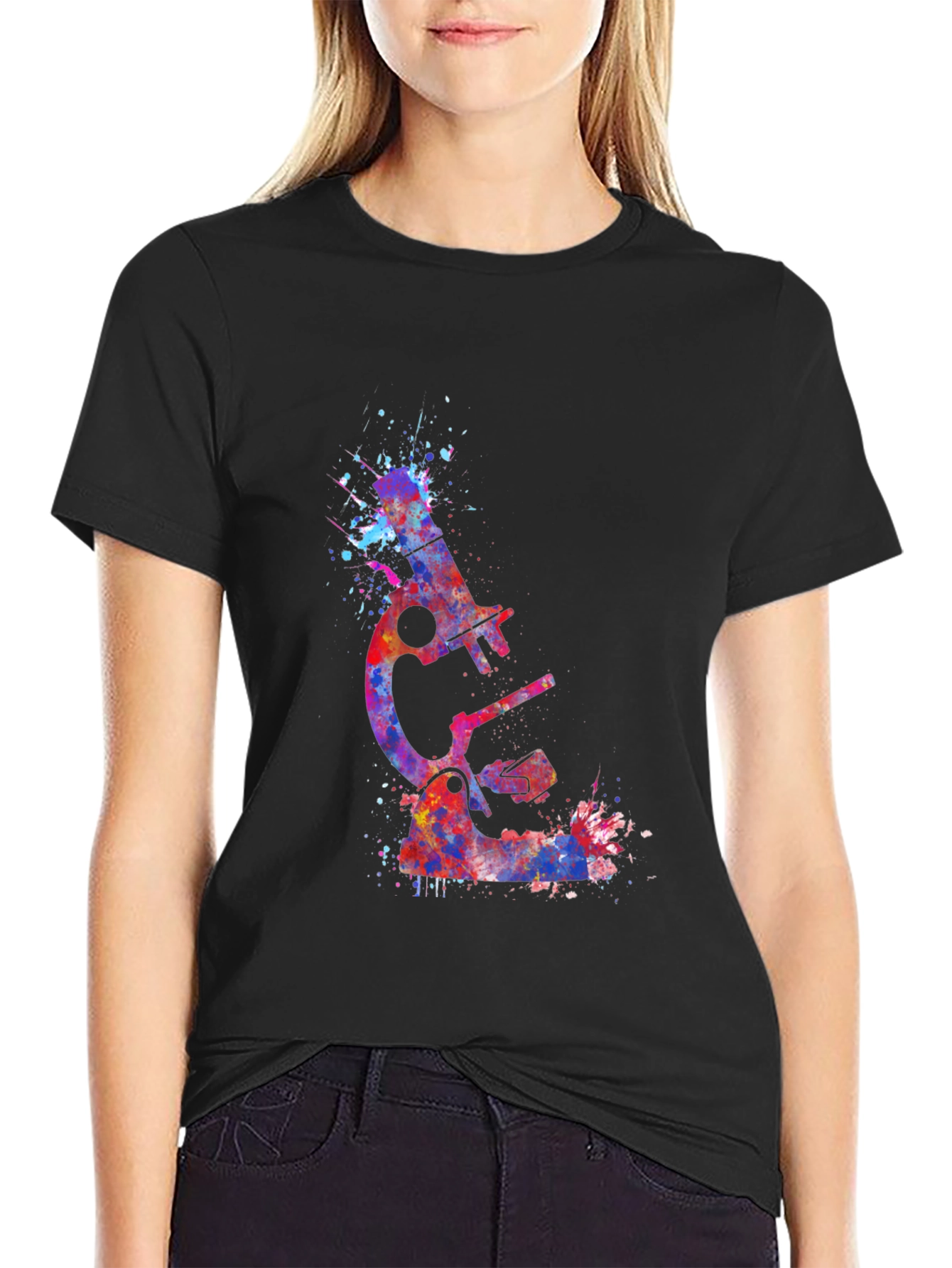 Watercolor Microscope Graphic T-Shirt