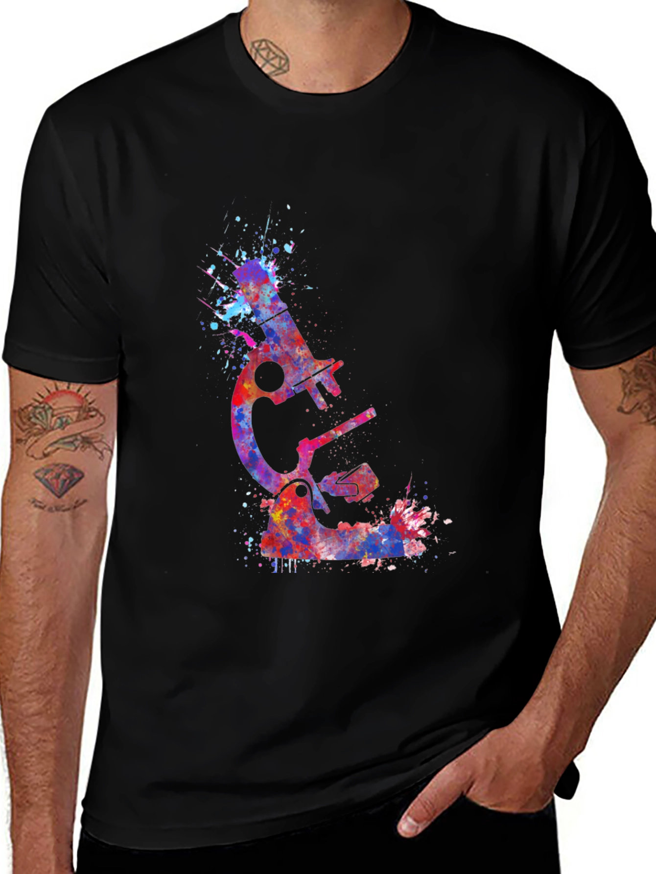 Watercolor Microscope Graphic T-Shirt