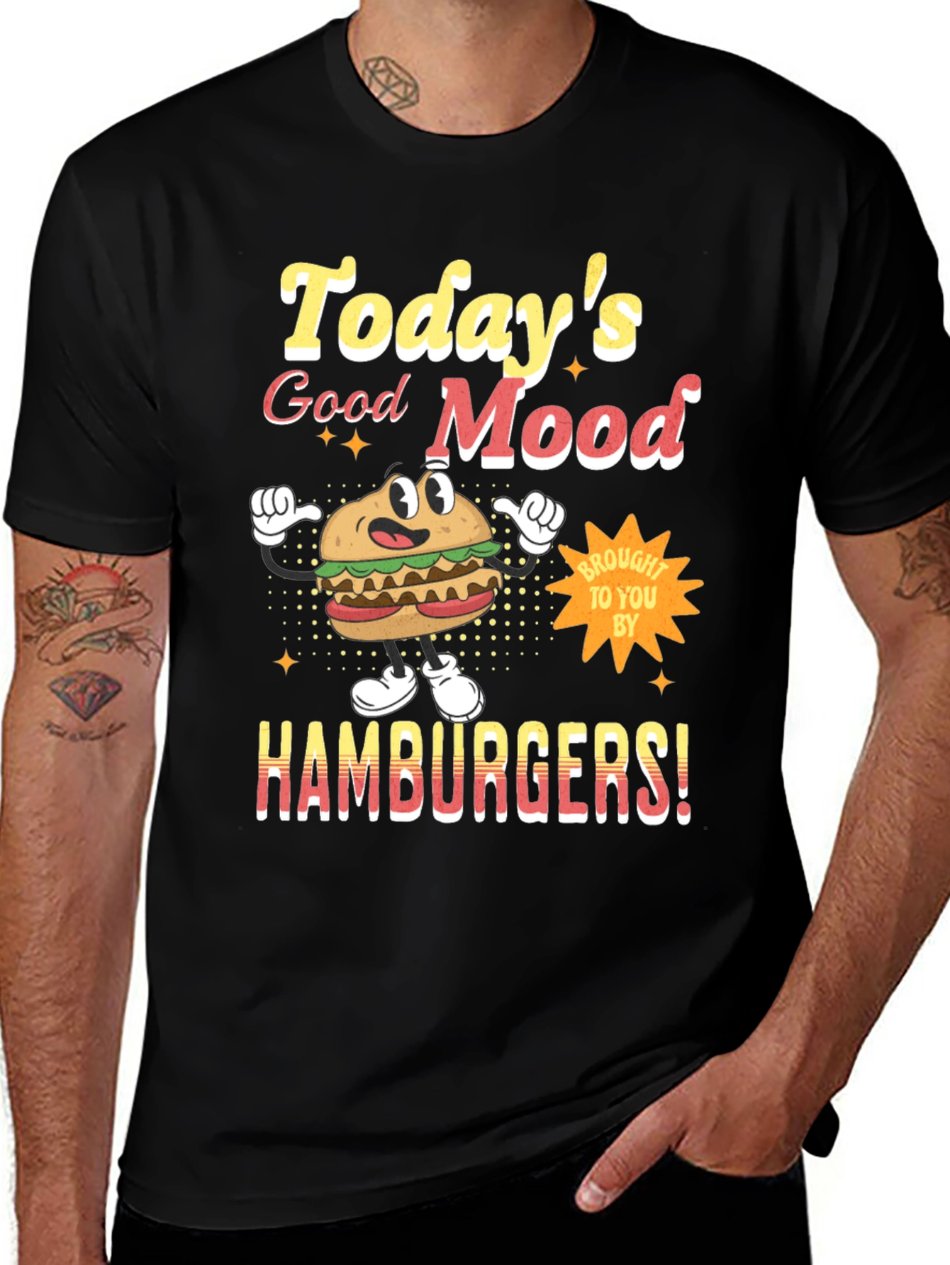 Todays Good Mood Hamburgers Black Graphic Tee