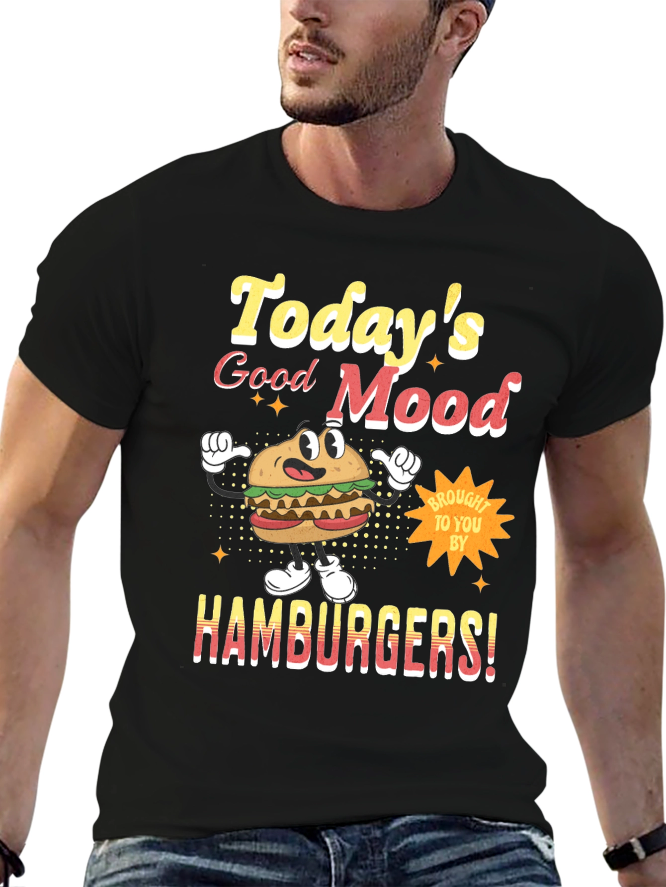 Todays Good Mood Hamburgers Black Graphic Tee