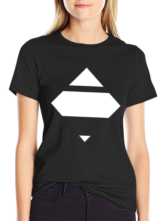 Modern Minimalist Graphic T-Shirt - Black Cotton Blend