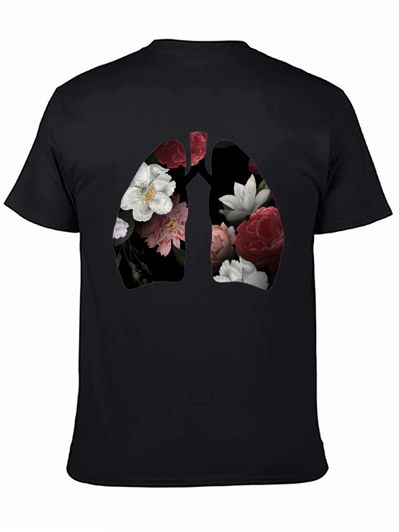 Floral Lungs Graphic T-Shirt - Black