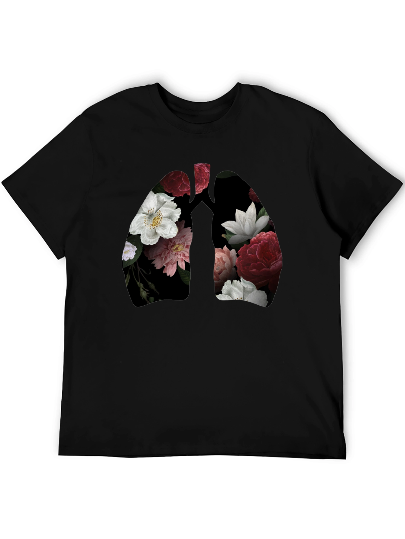 Floral Lungs Graphic T-Shirt - Black