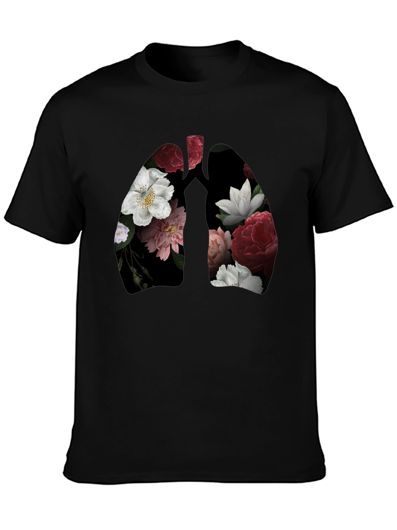 Floral Lungs Graphic T-Shirt - Black