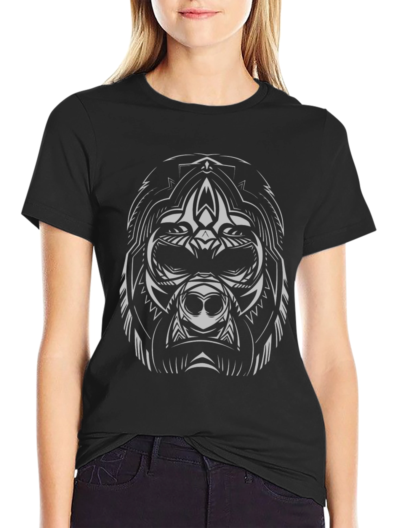 Tribal Gorilla Graphic Tee - Black