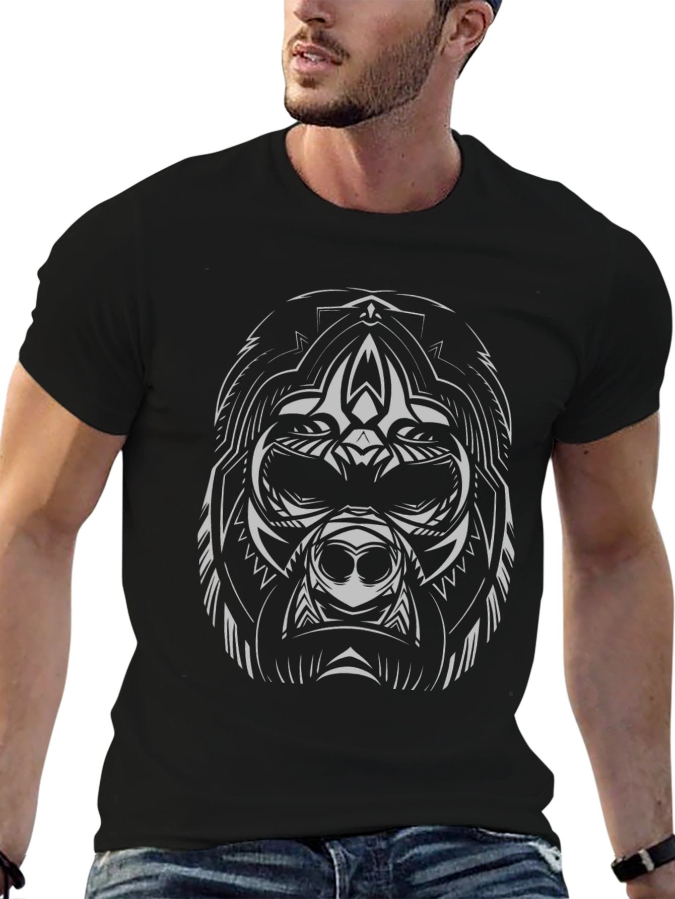 Tribal Gorilla Graphic Tee - Black