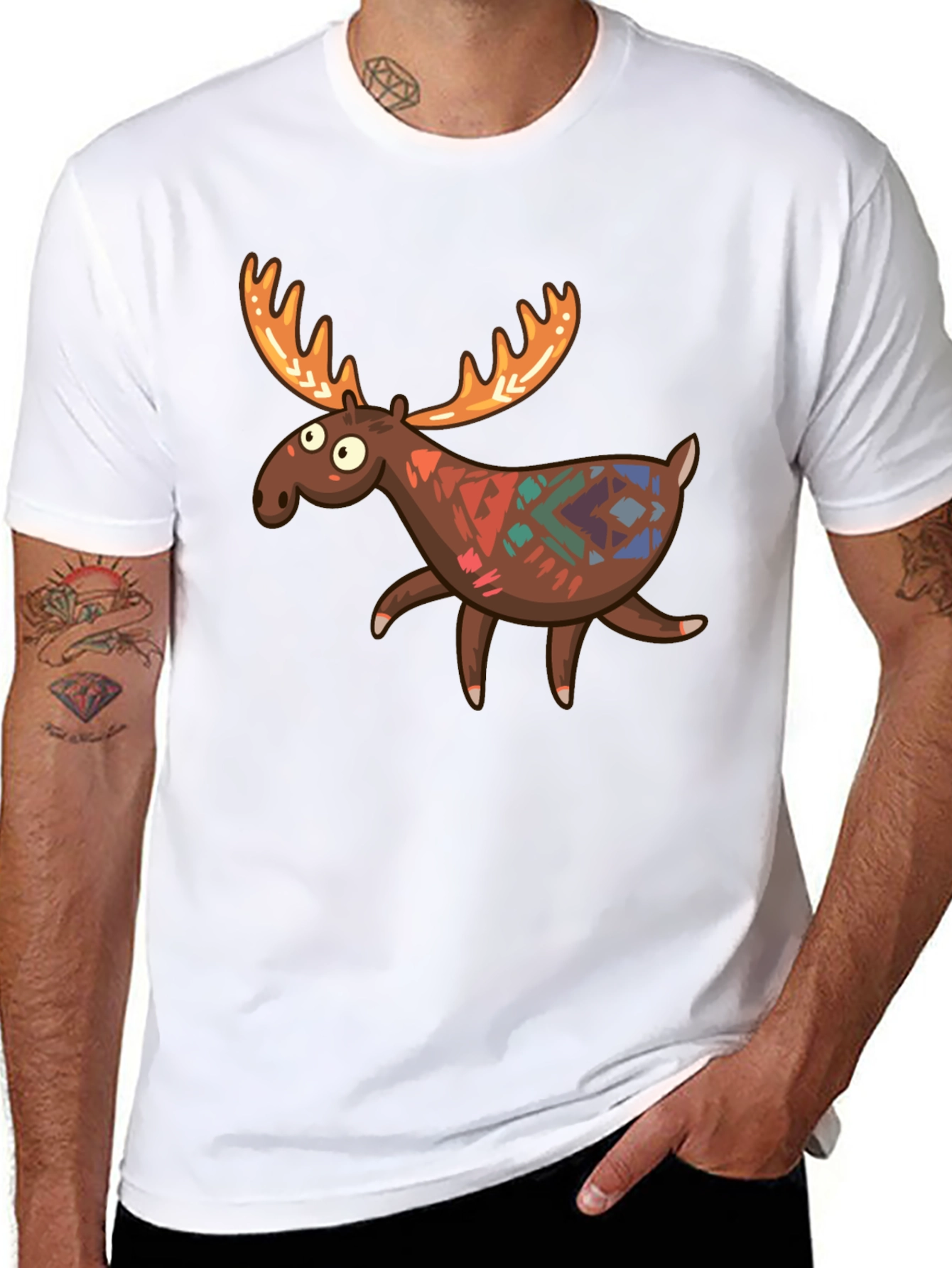 Funny Moose Graphic Tee - Black Cotton T-Shirt