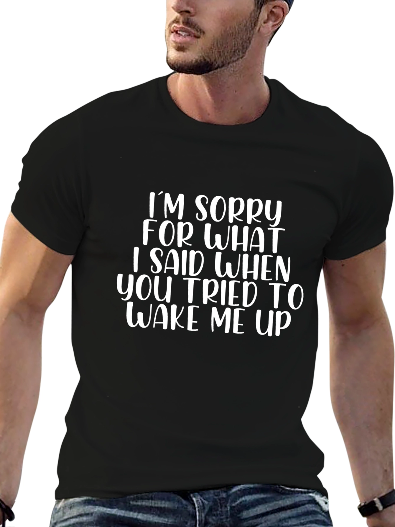 Funny Wake Me Up Graphic Tee - Black