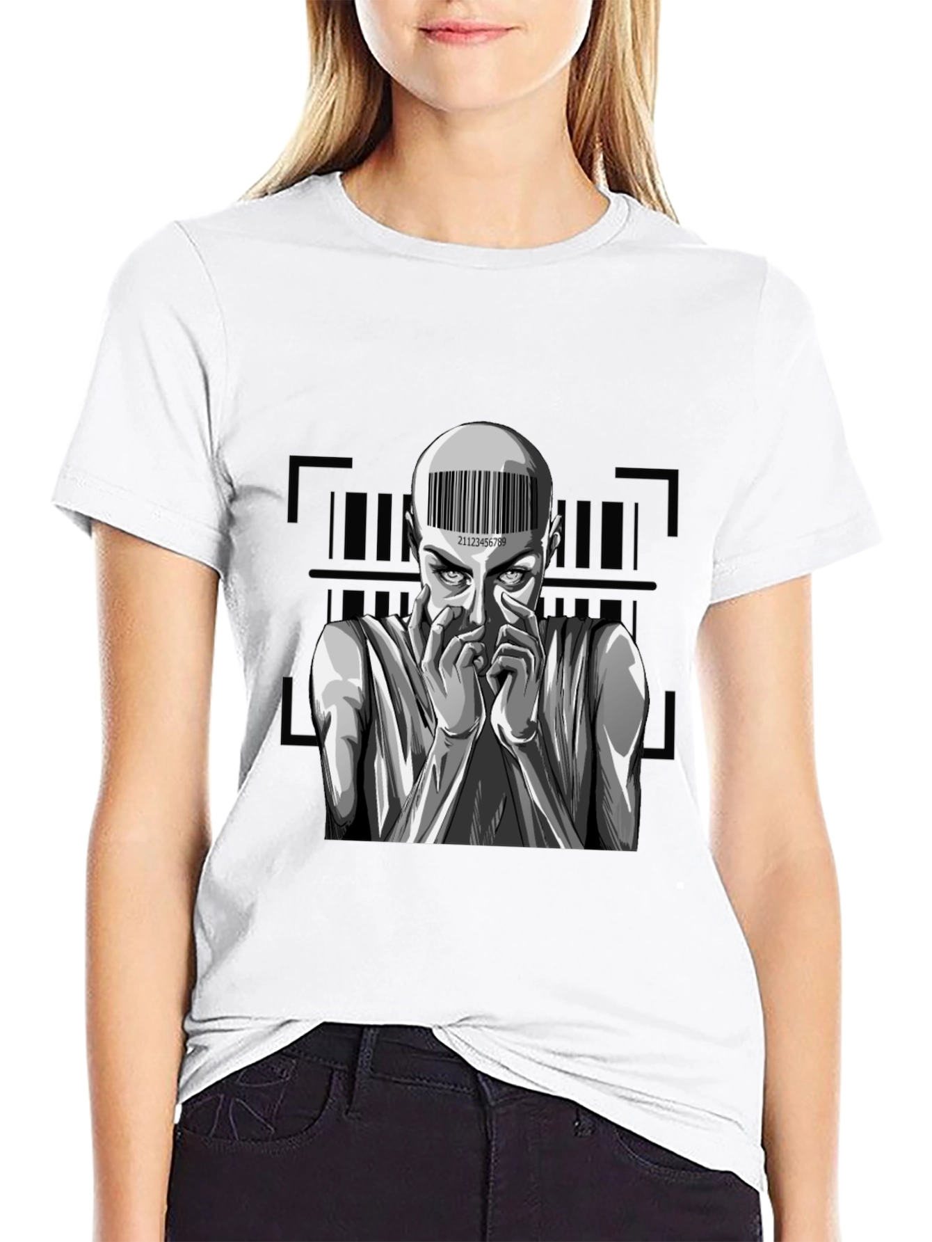 Barcode Woman Graphic Tee - Black
