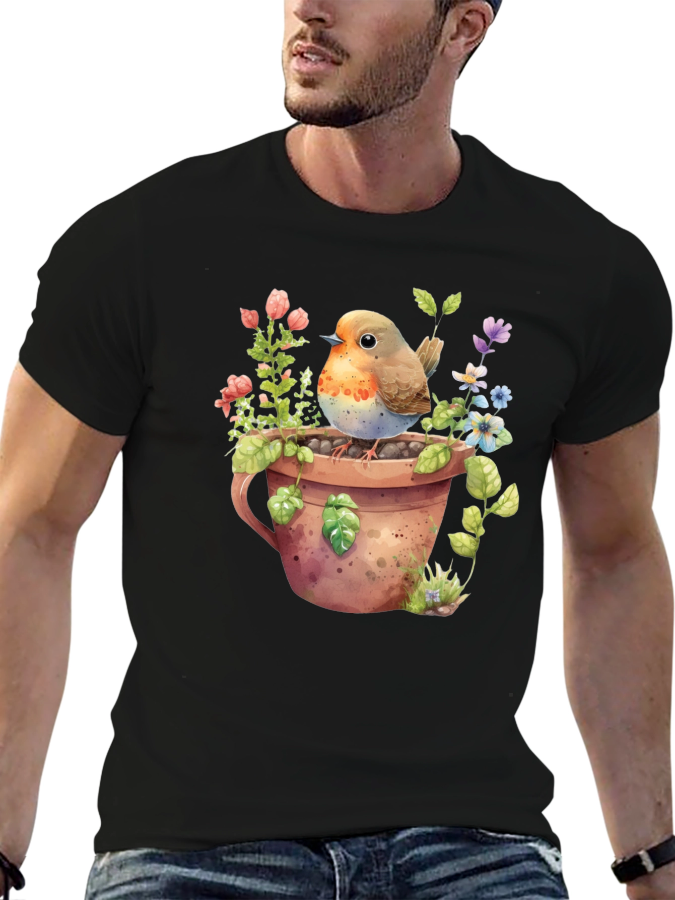 Robin in Pot T-Shirt