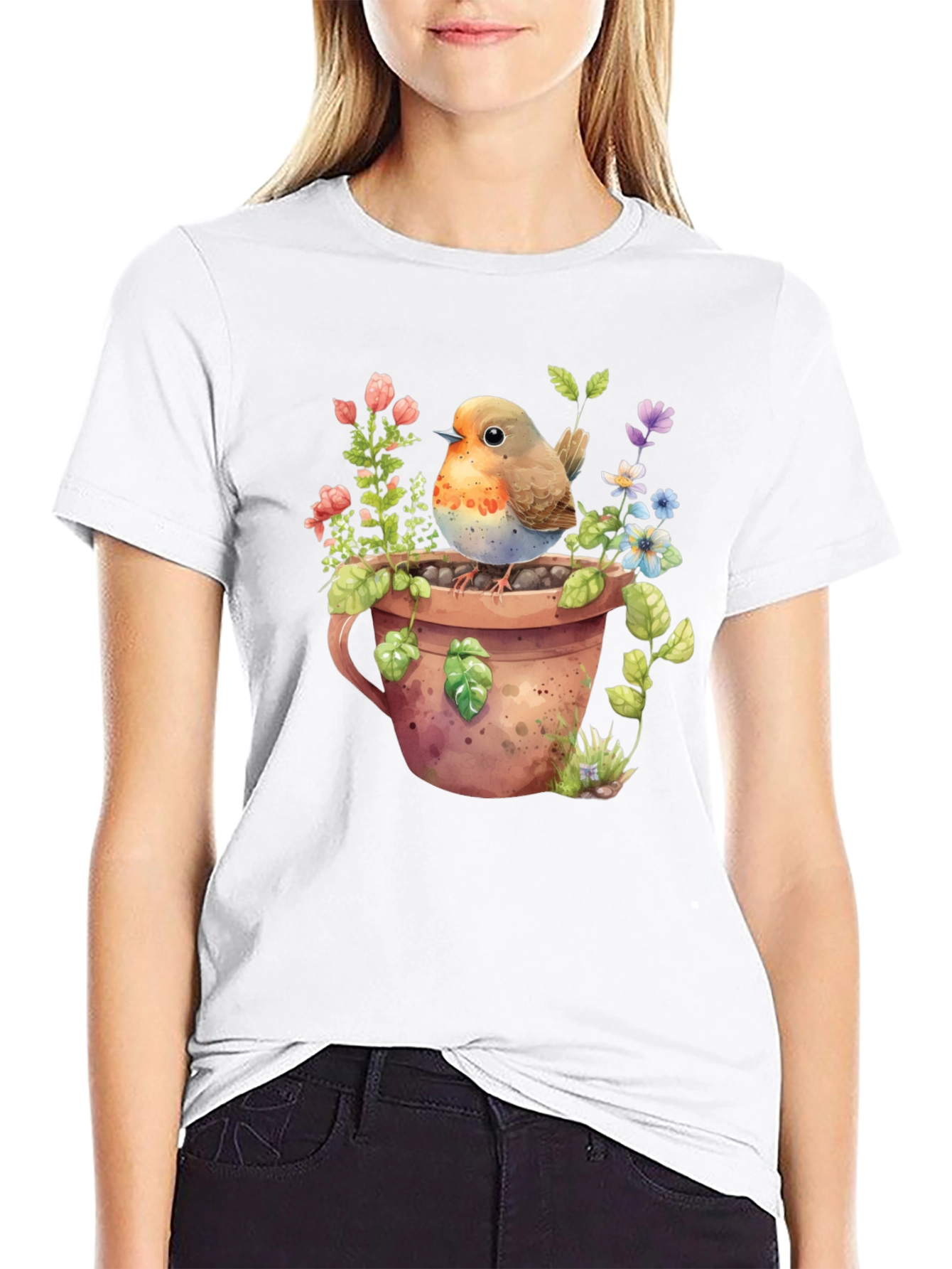 Robin in Pot T-Shirt