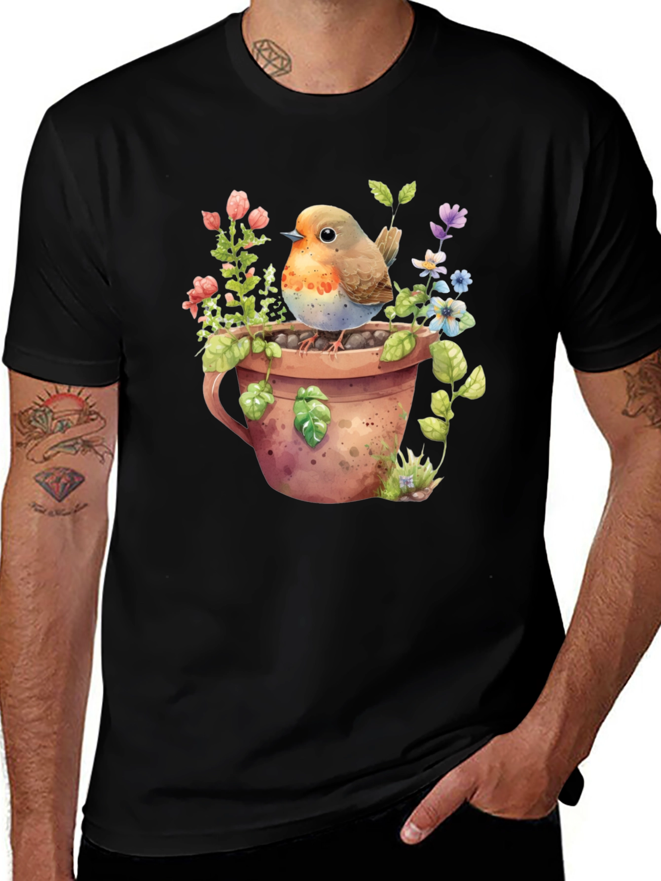 Robin in Pot T-Shirt