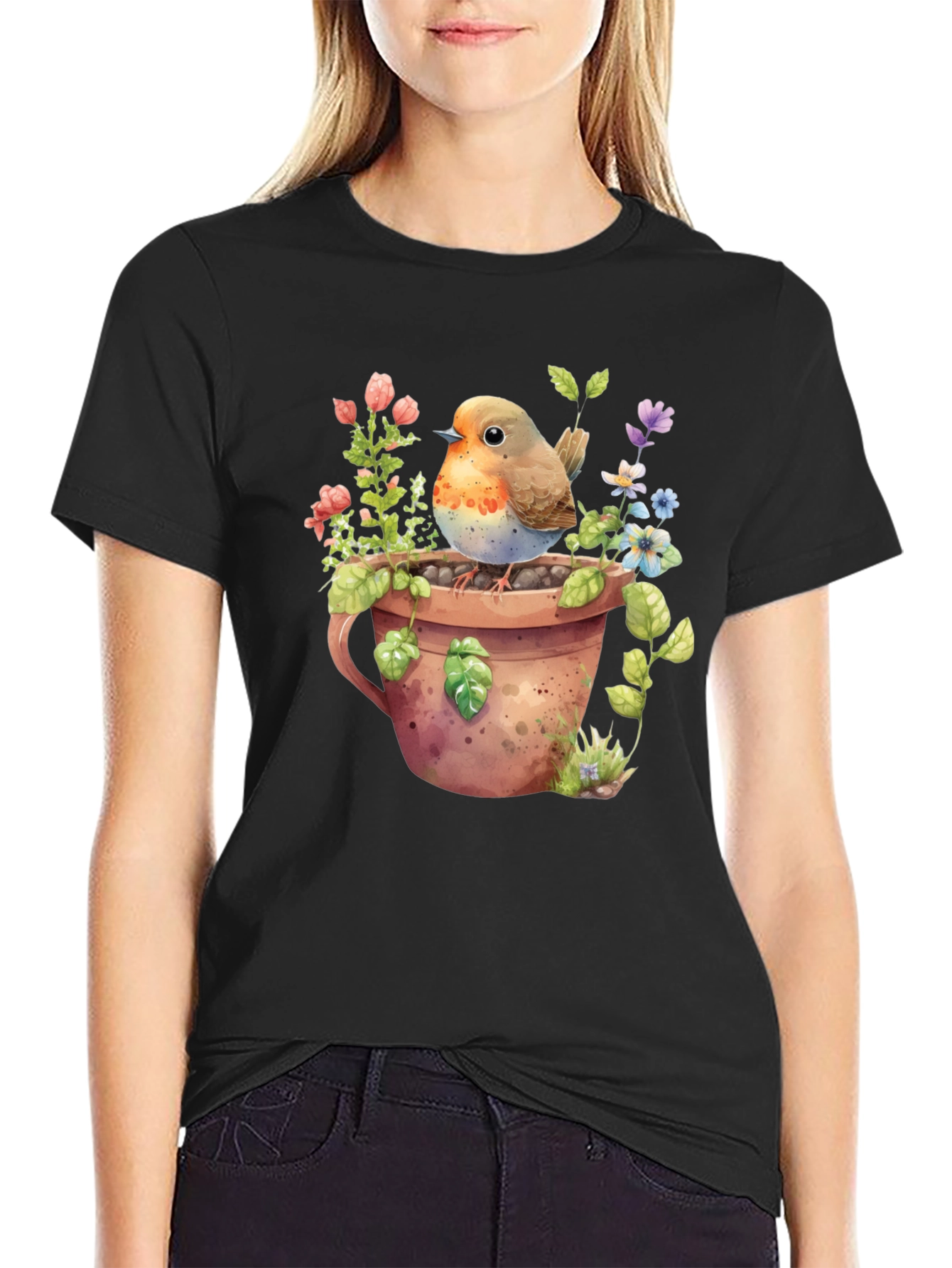 Robin in Pot T-Shirt