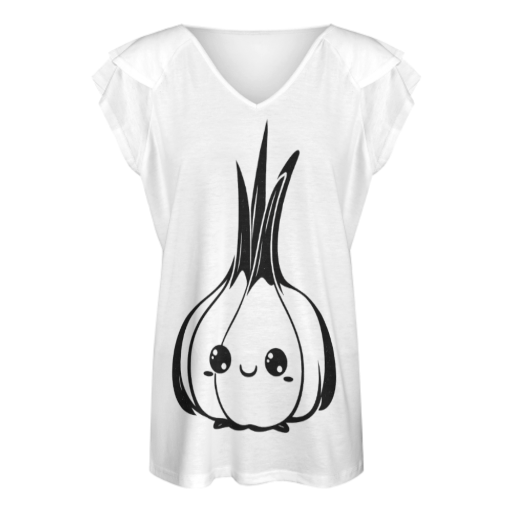 Cute Kawaii Garlic Graphic T-Shirt – Funny Cartoon Vegetable Tee for Food Lovers & Trendy Casual Wear(z247)