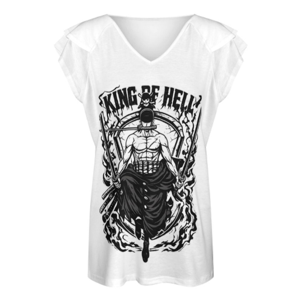 King of Hell Anime Samurai Graphic T-Shirt – Dark Warrior Manga Style Streetwear Tee(z250)
