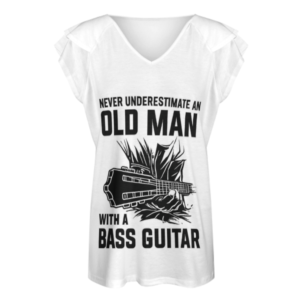 Never Underestimate An Old Man With A Bass Guitar T-Shirt – Funny Bass Player Musician Graphic Tee(z241)