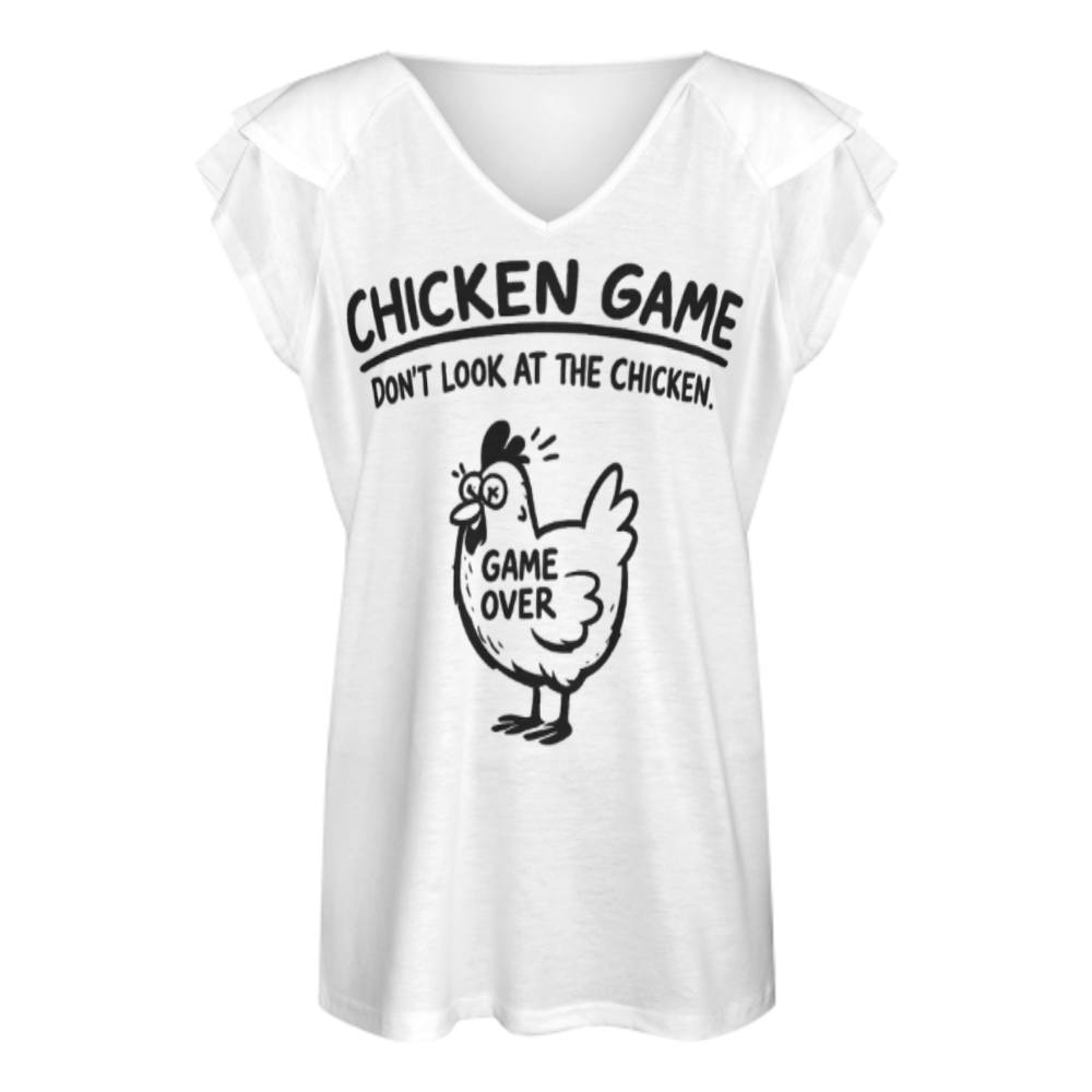 Chicken Game Funny Graphic T-Shirt – “Don’t Look At The Chicken” Humor Casual Tee(z248)