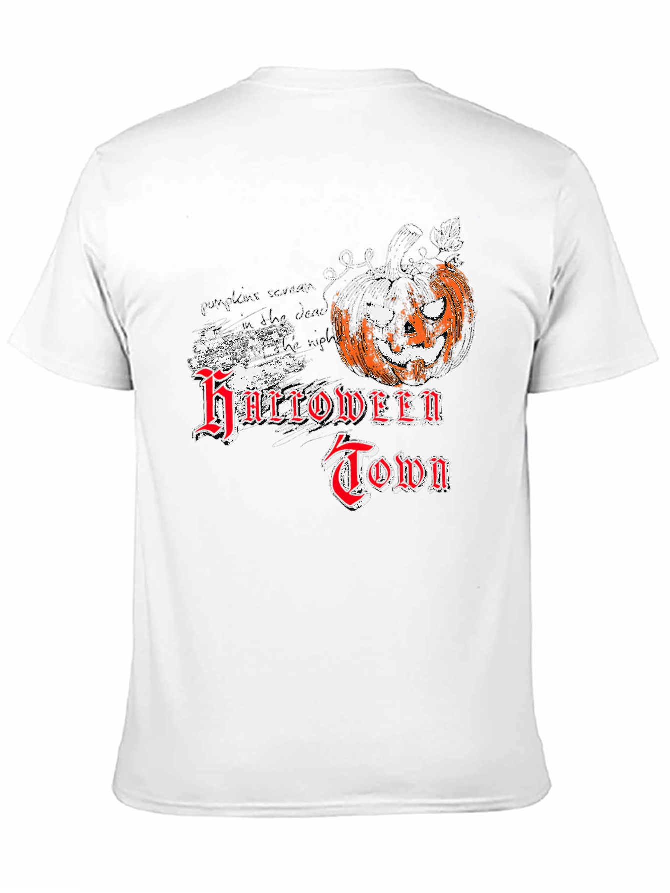 Halloween Town Black T-Shirt with Pumpkin Graphic