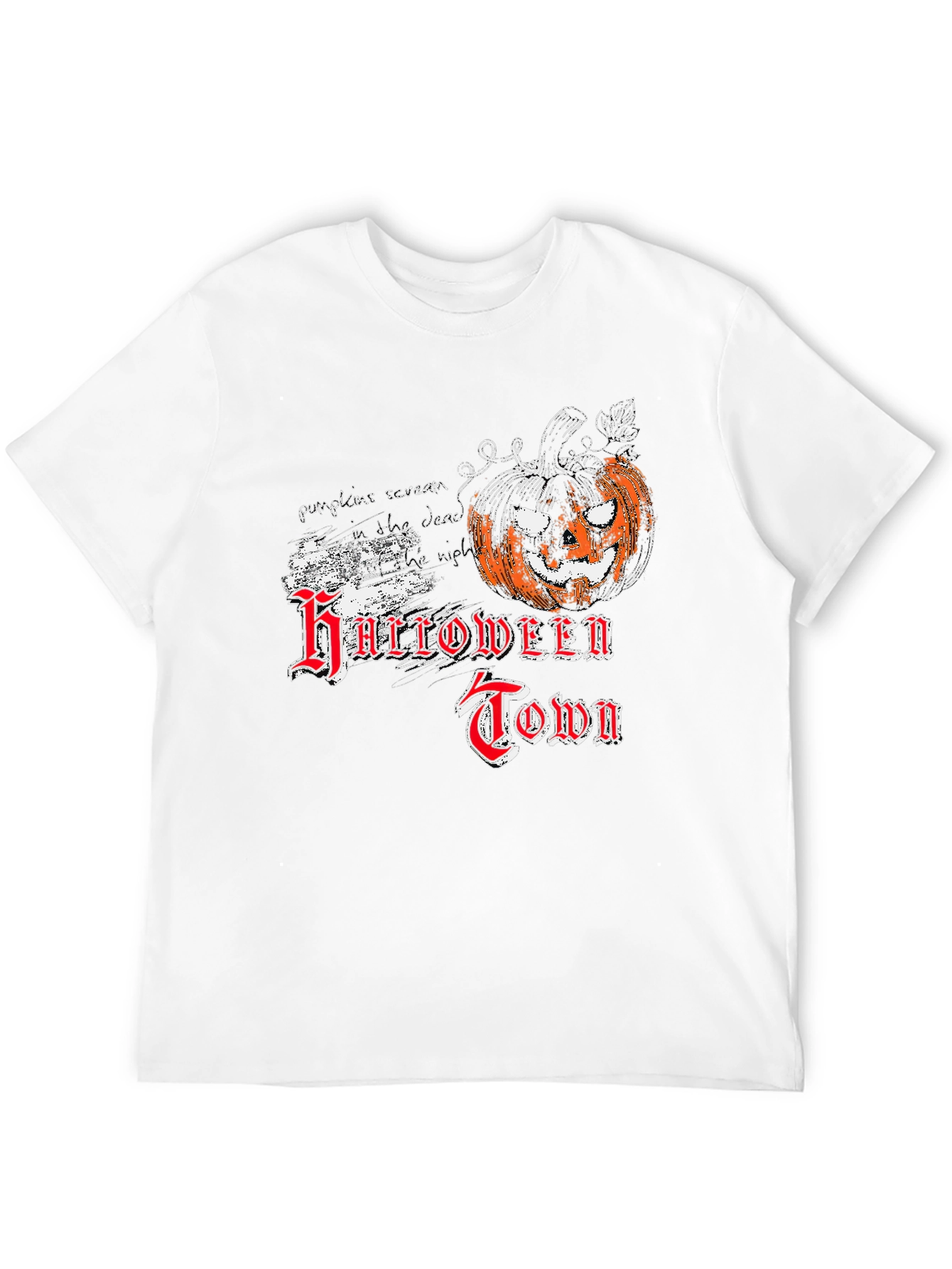 Halloween Town Black T-Shirt with Pumpkin Graphic