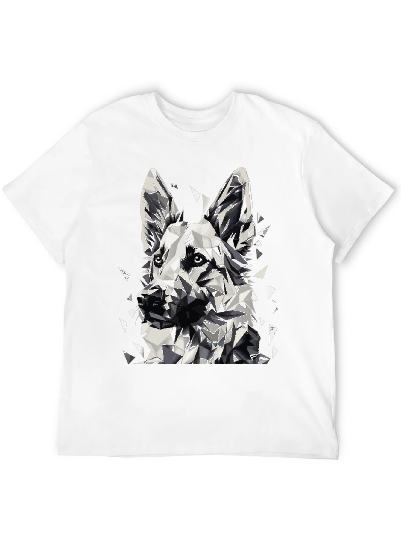 Geometric Dog Graphic T-Shirt - Black