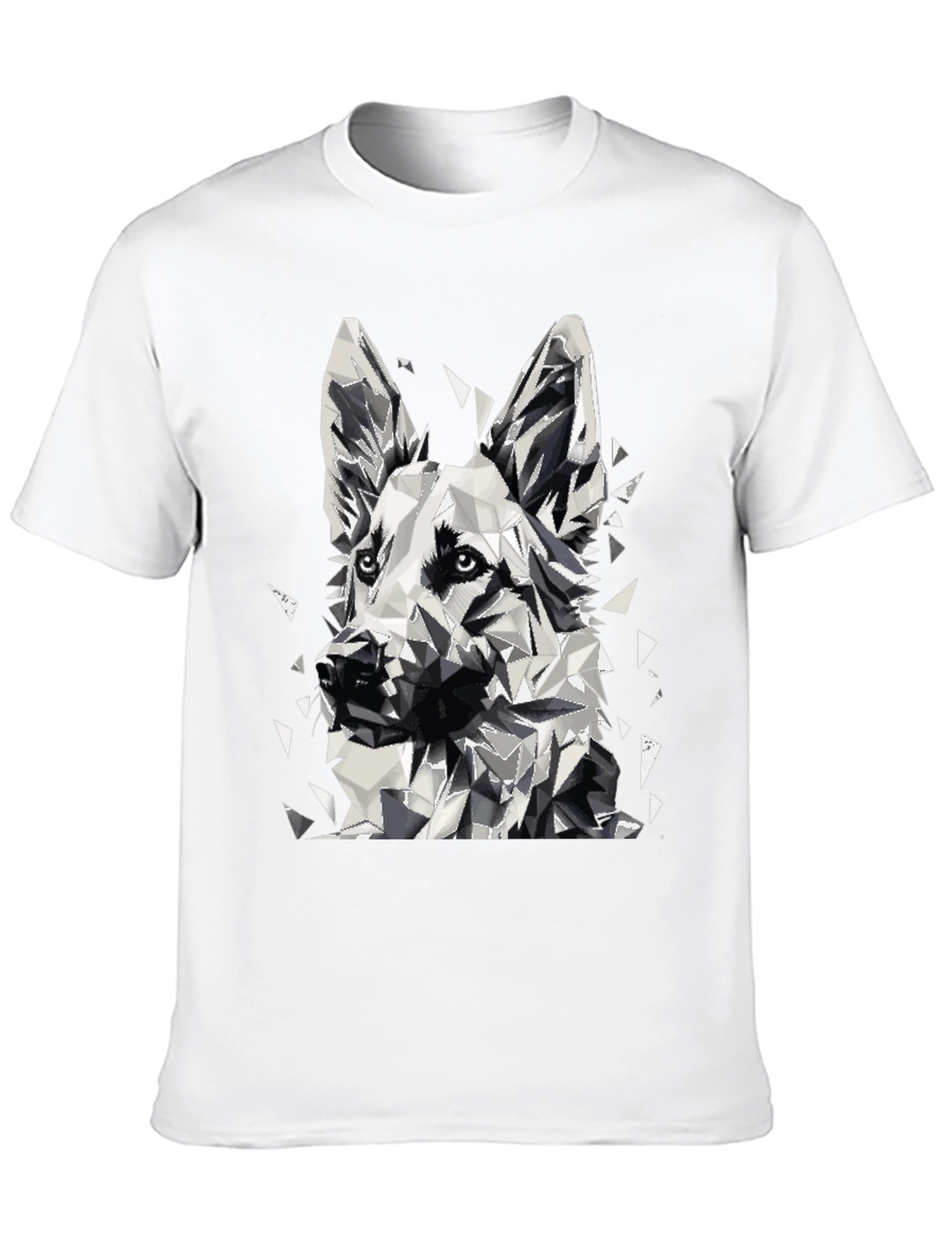Geometric Dog Graphic T-Shirt - Black