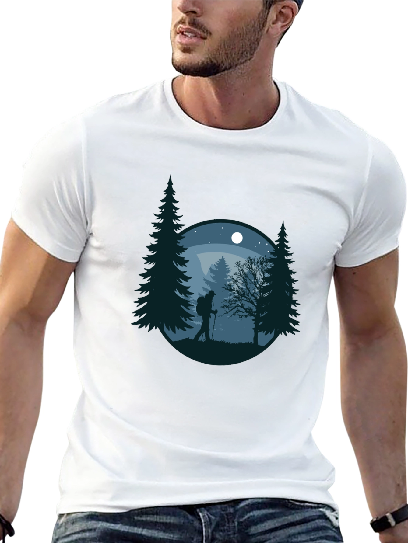 Nature Hiker Graphic Tee - Black Cotton T-Shirt