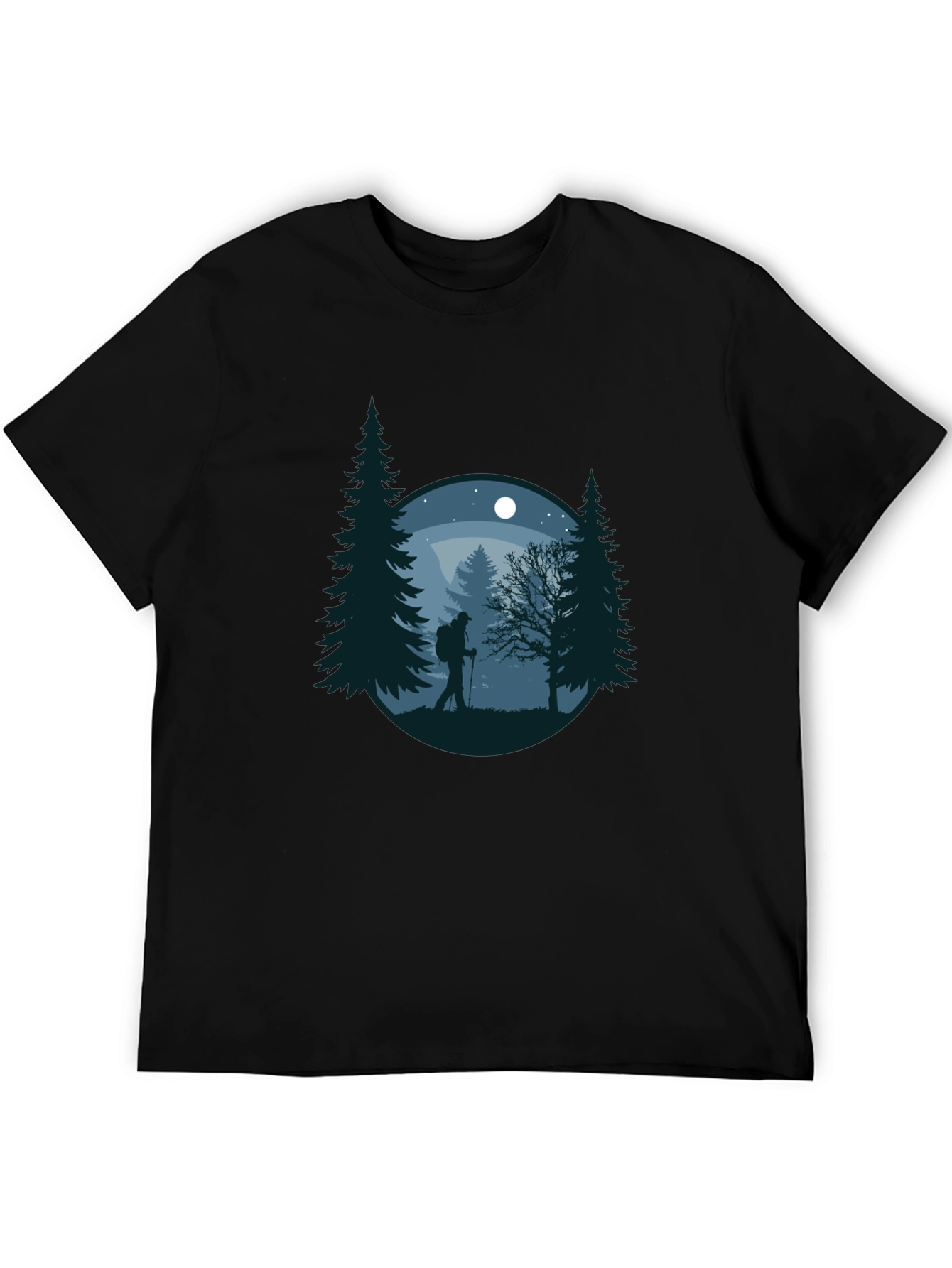 Nature Hiker Graphic Tee - Black Cotton T-Shirt