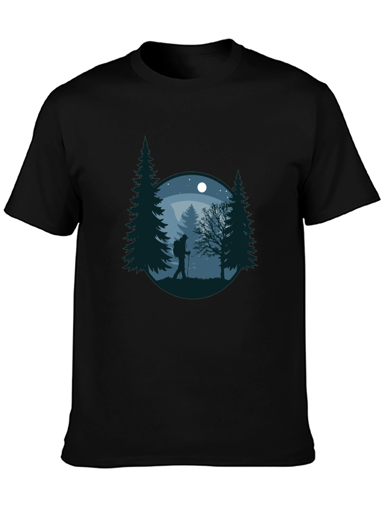 Nature Hiker Graphic Tee - Black Cotton T-Shirt