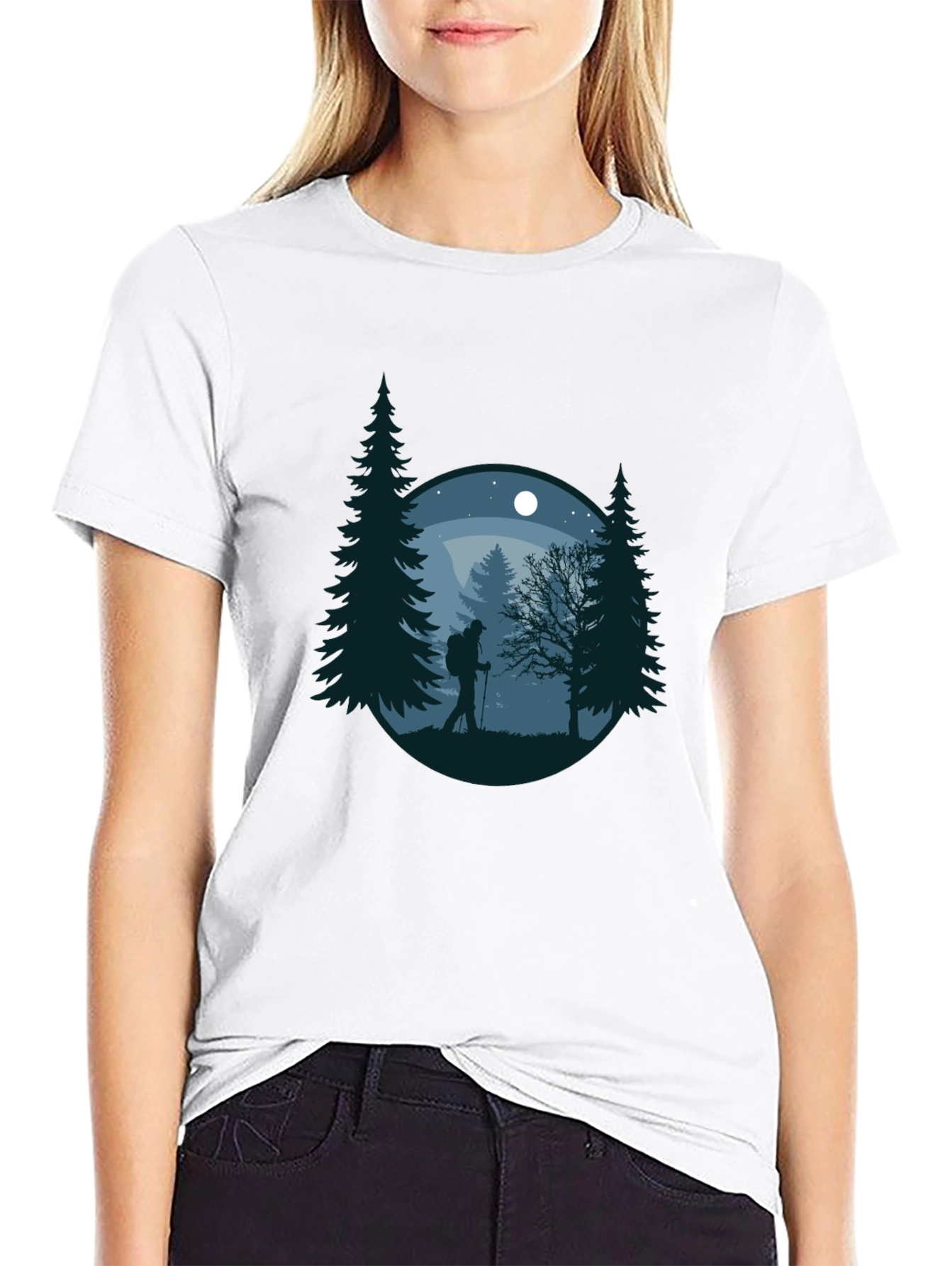 Nature Hiker Graphic Tee - Black Cotton T-Shirt