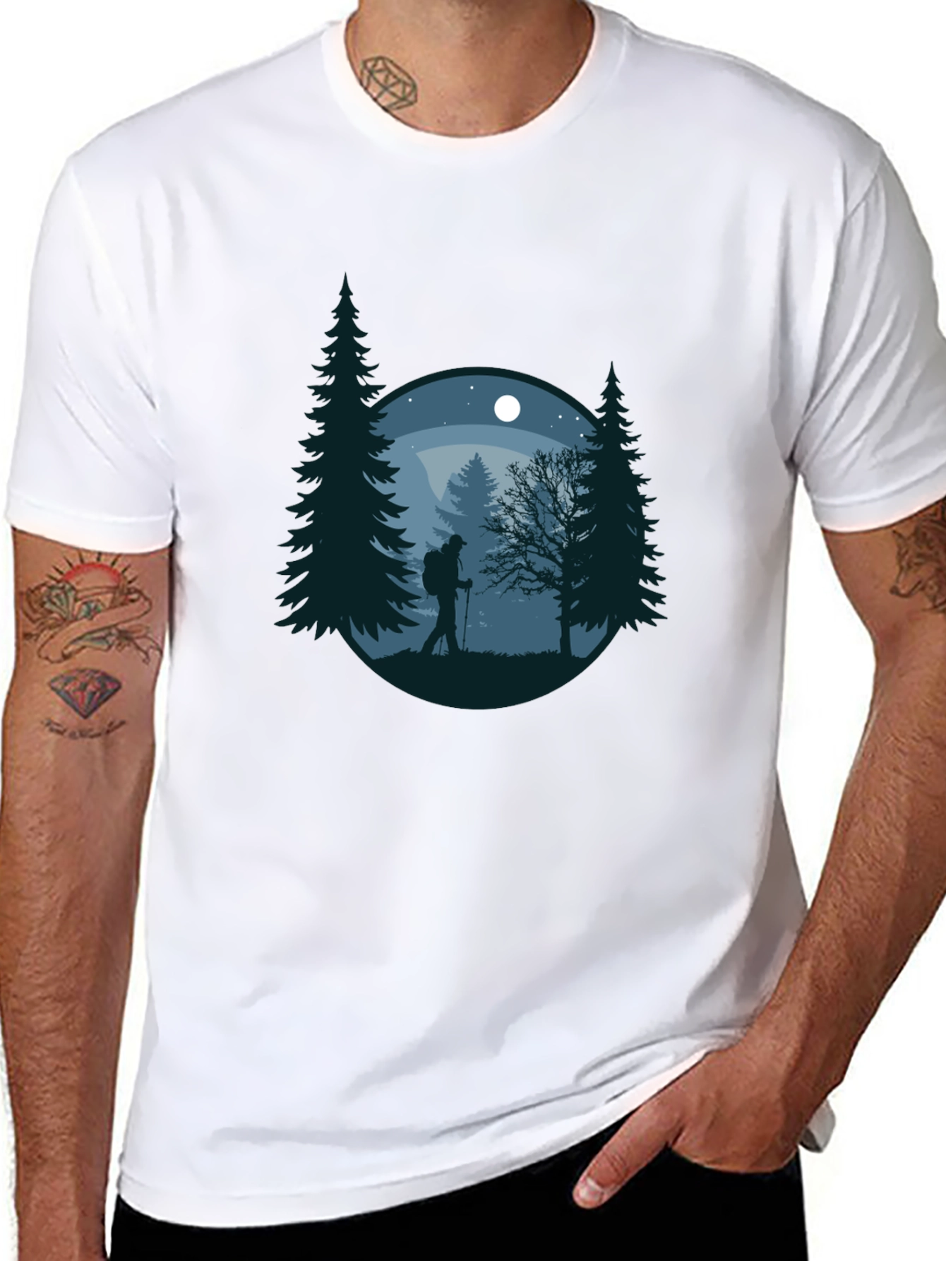 Nature Hiker Graphic Tee - Black Cotton T-Shirt