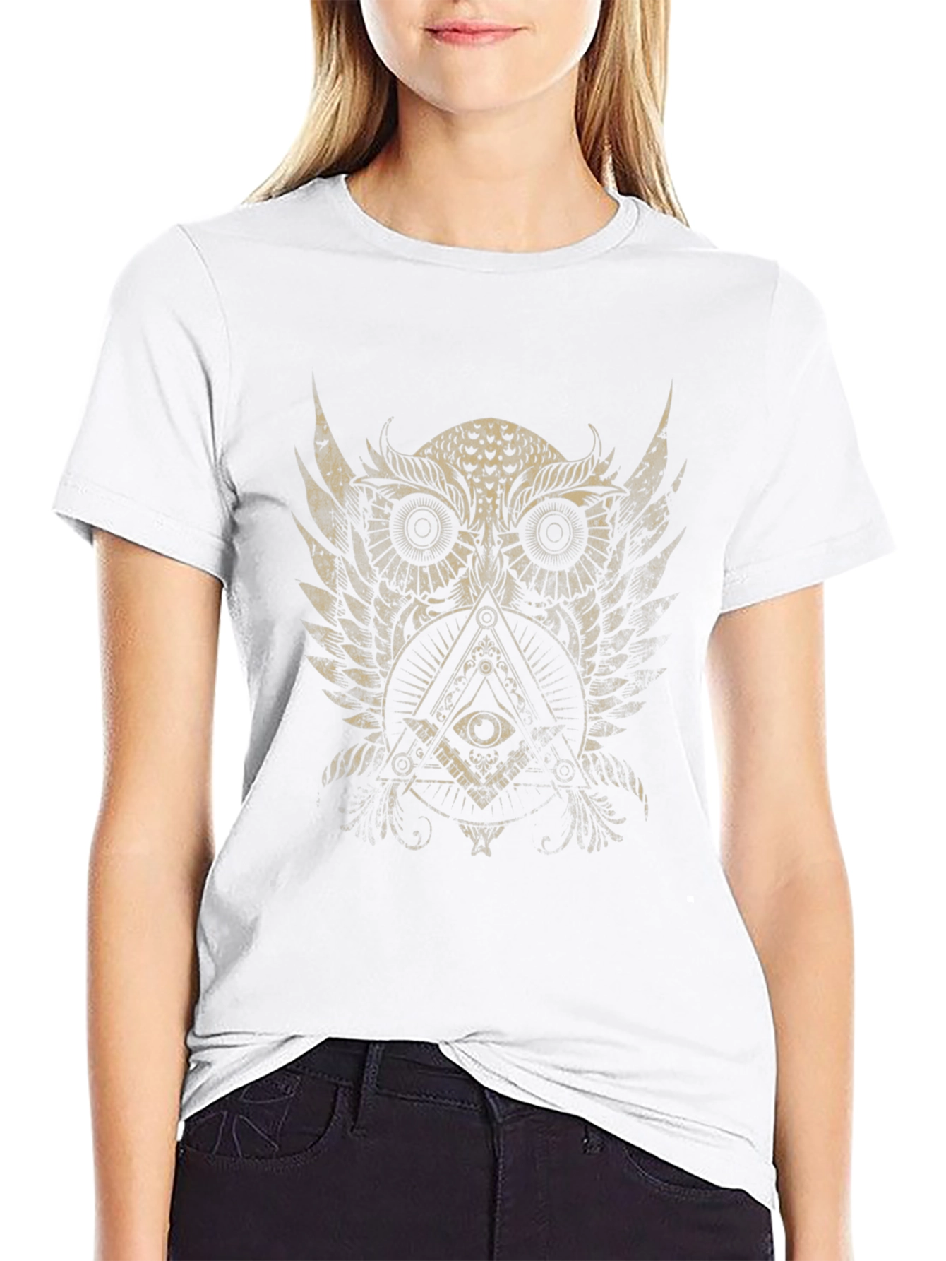 Mystic Owl Graphic Tee - Black Cotton Blend