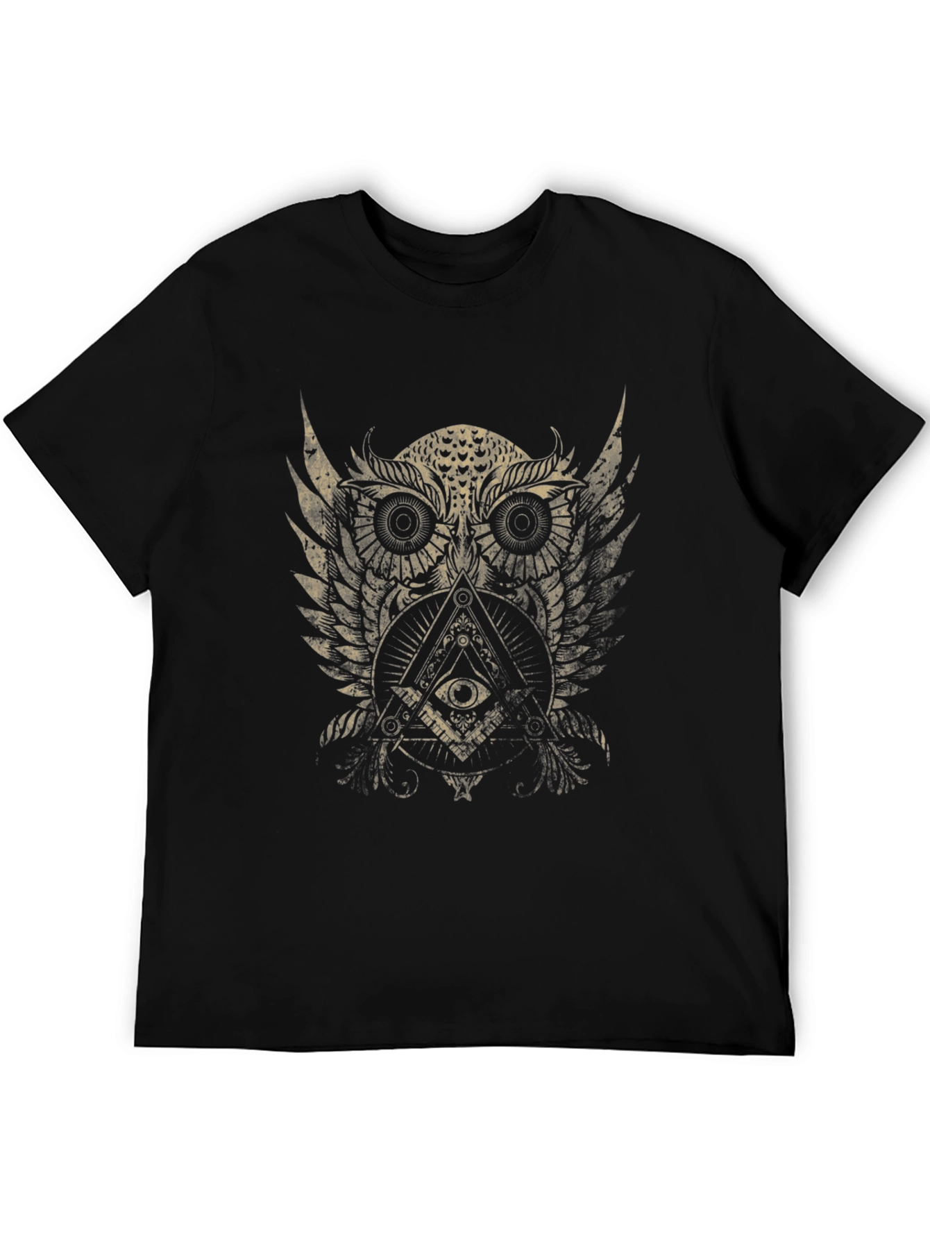 Mystic Owl Graphic Tee - Black Cotton Blend