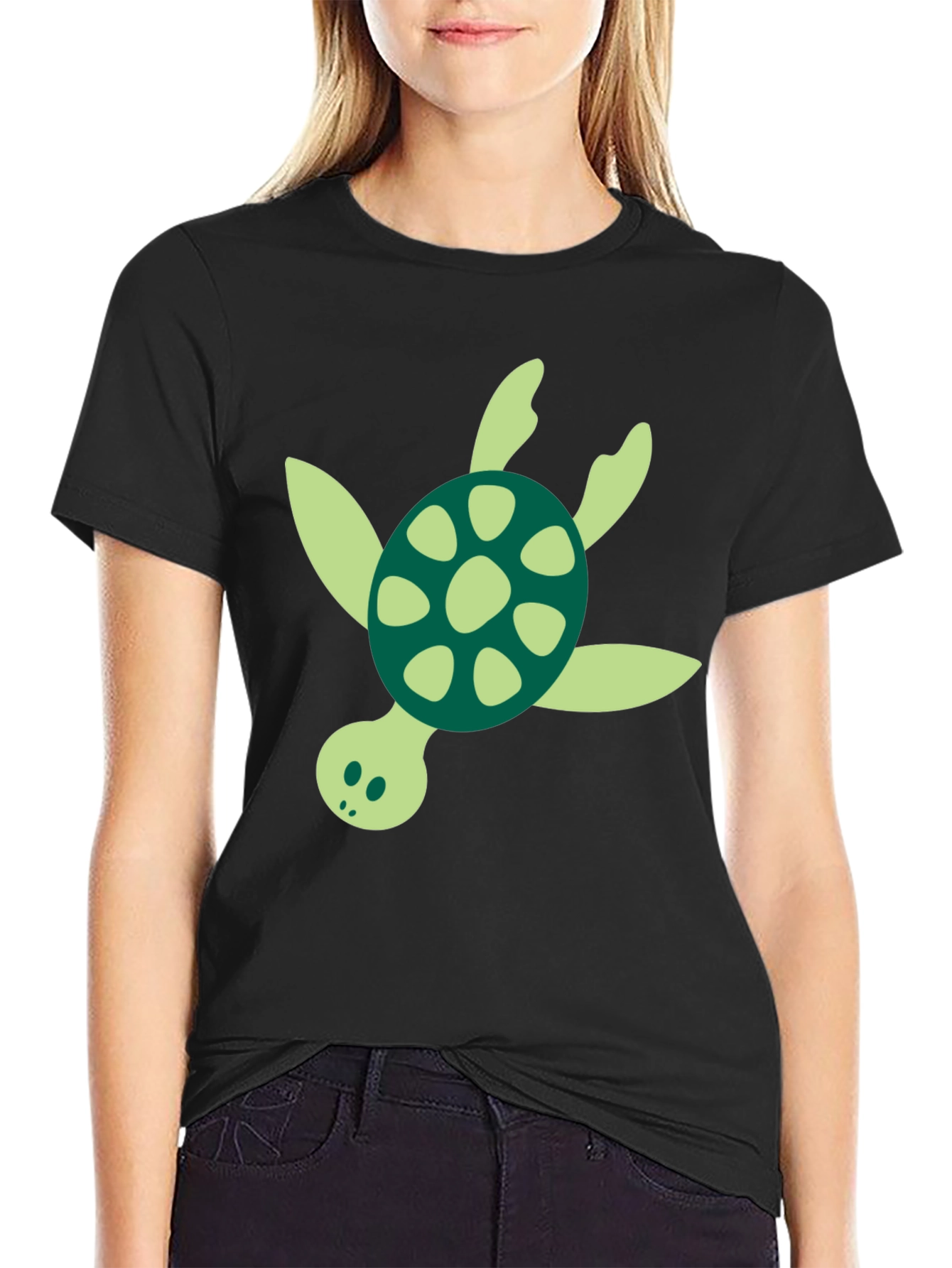 Turtle Graphic Tee - Black Cotton Blend
